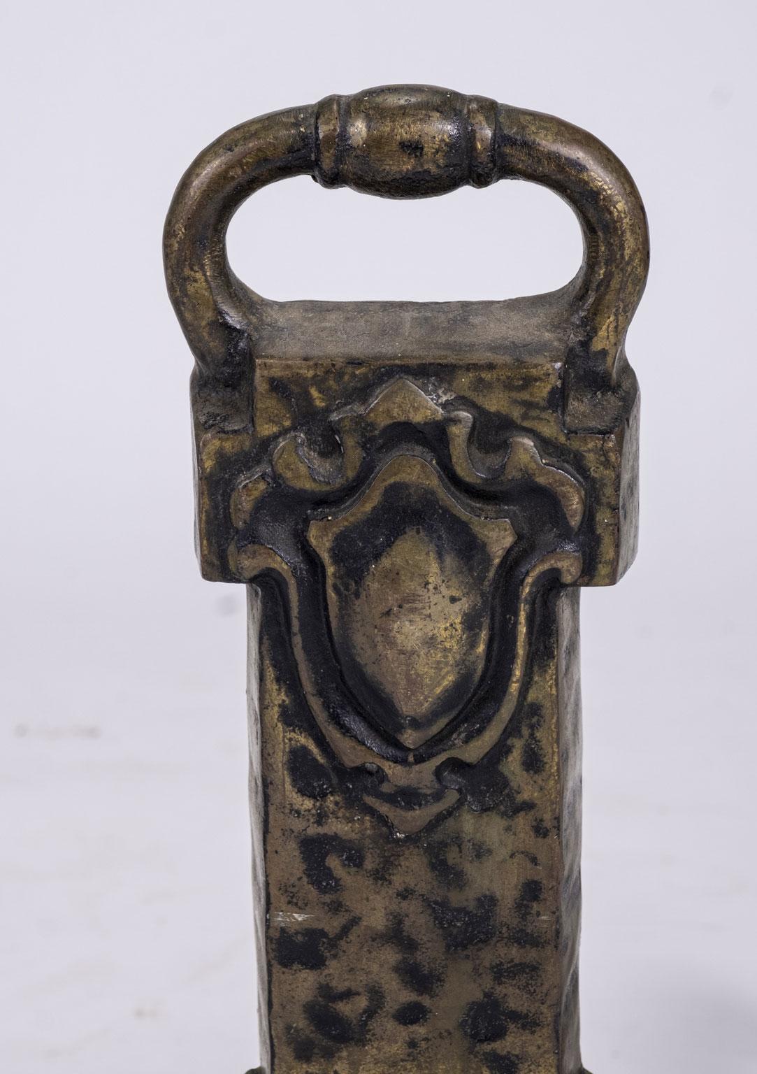 Mid-20th Century Heavy Bronze Antique Andirons
