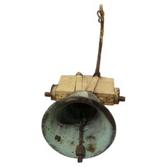 Antique Heavy Bronze Bell, Tower Bell This Is a Very Heavy Piece It Is on an Oak Yoke