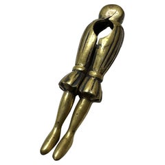 Heavy Bronze Brass Metal Lady Leg Nutcracker Antique France 1910s