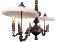 Heavy Bronze Double Candelabra Chandelier