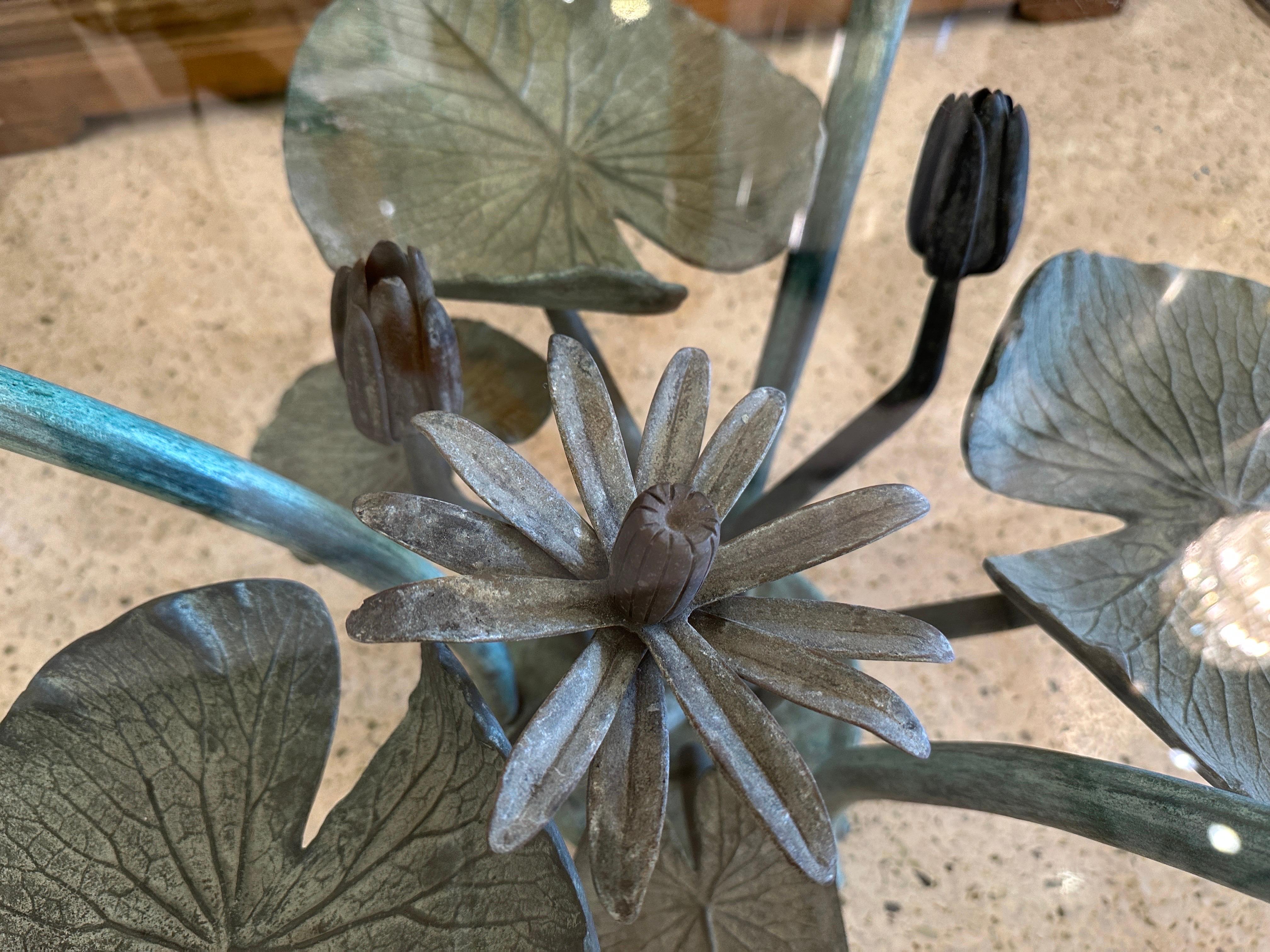 Heavy Bronze Lilypad Cocktail Table w/ Verdigris Patina 4