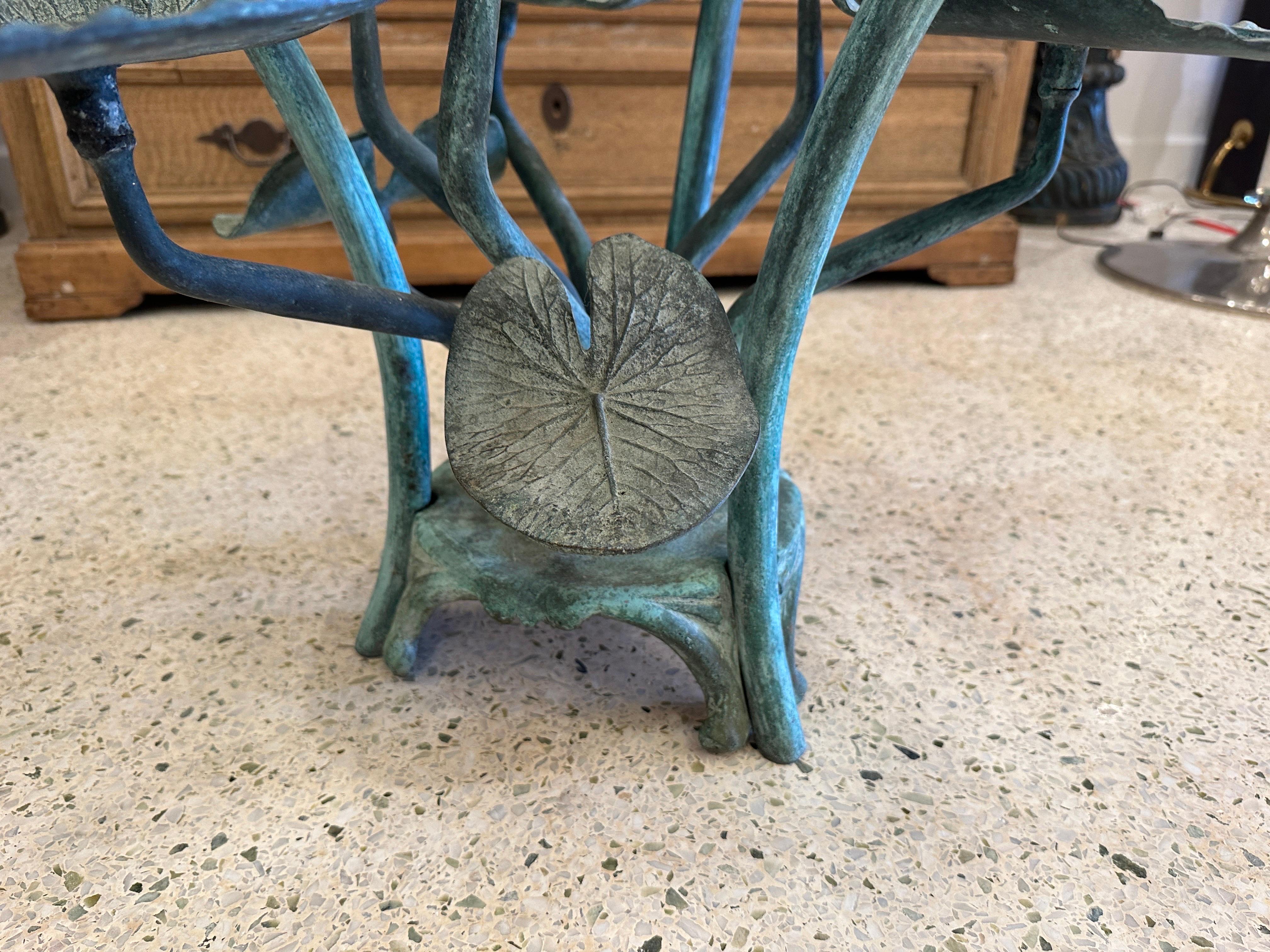 Brutalist Heavy Bronze Lilypad Cocktail Table w/ Verdigris Patina