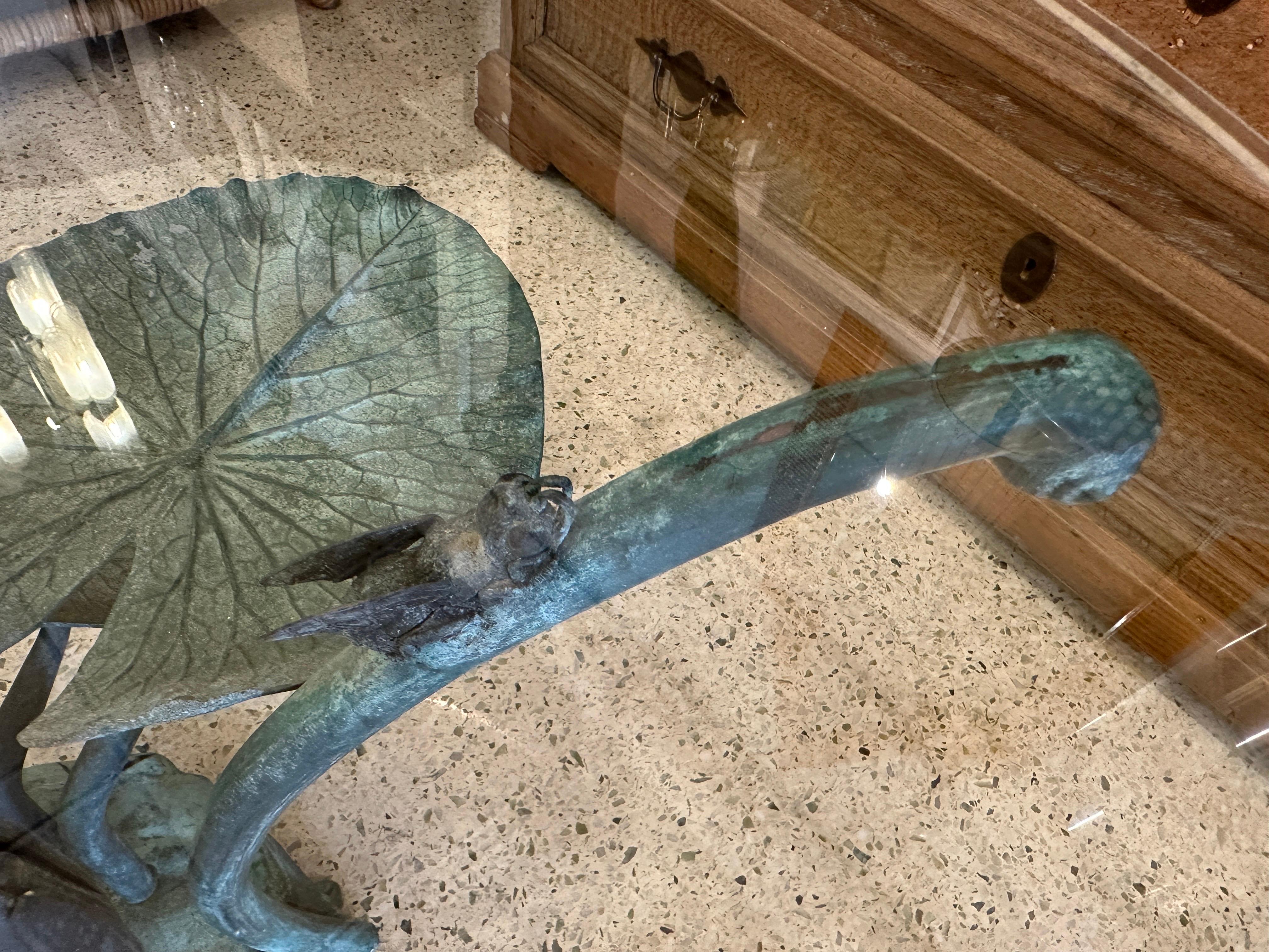 Late 20th Century Heavy Bronze Lilypad Cocktail Table w/ Verdigris Patina