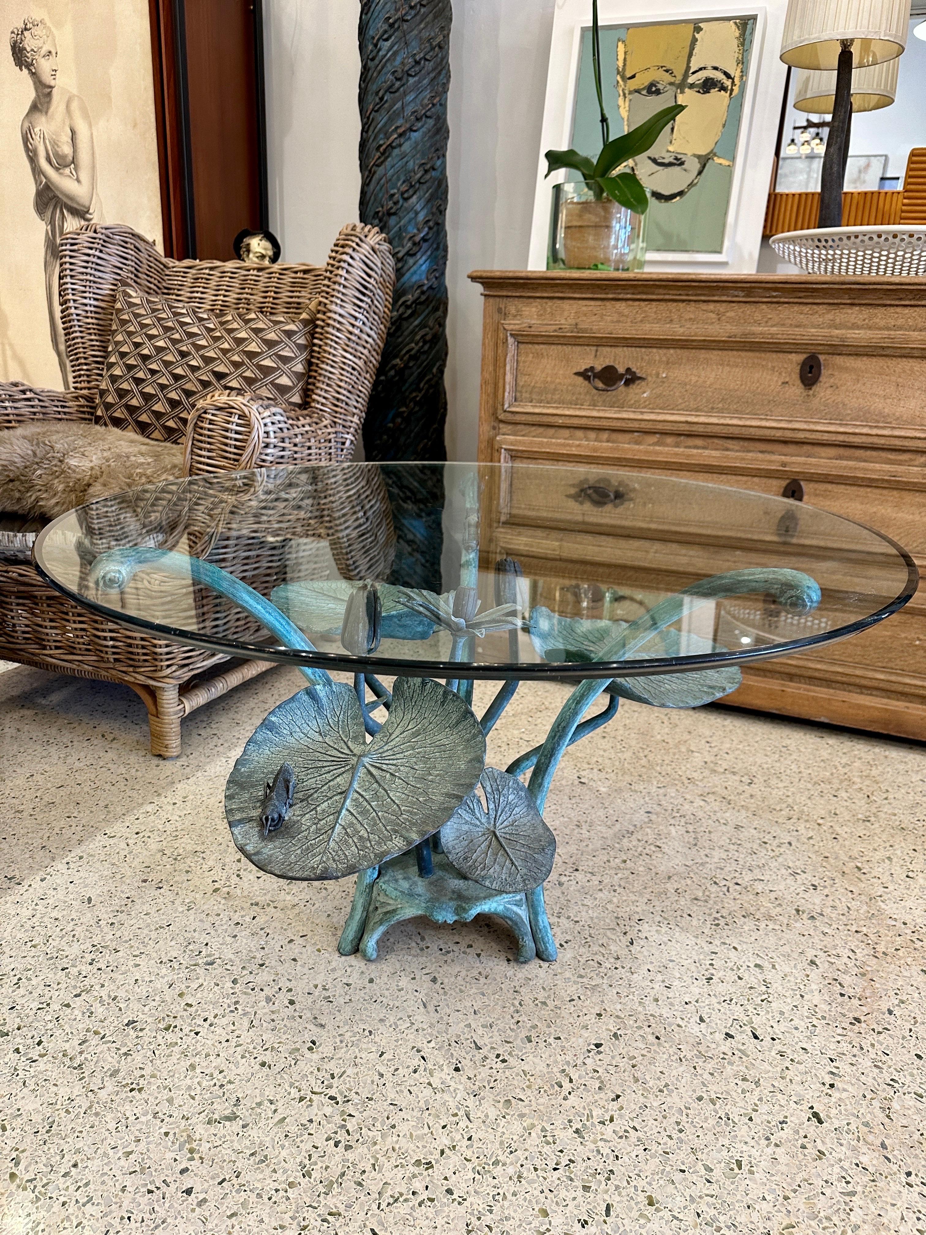 Heavy Bronze Lilypad Cocktail Table w/ Verdigris Patina 1