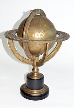 Heavy Bronze Terrestrial Globe on Black Base, 1990's