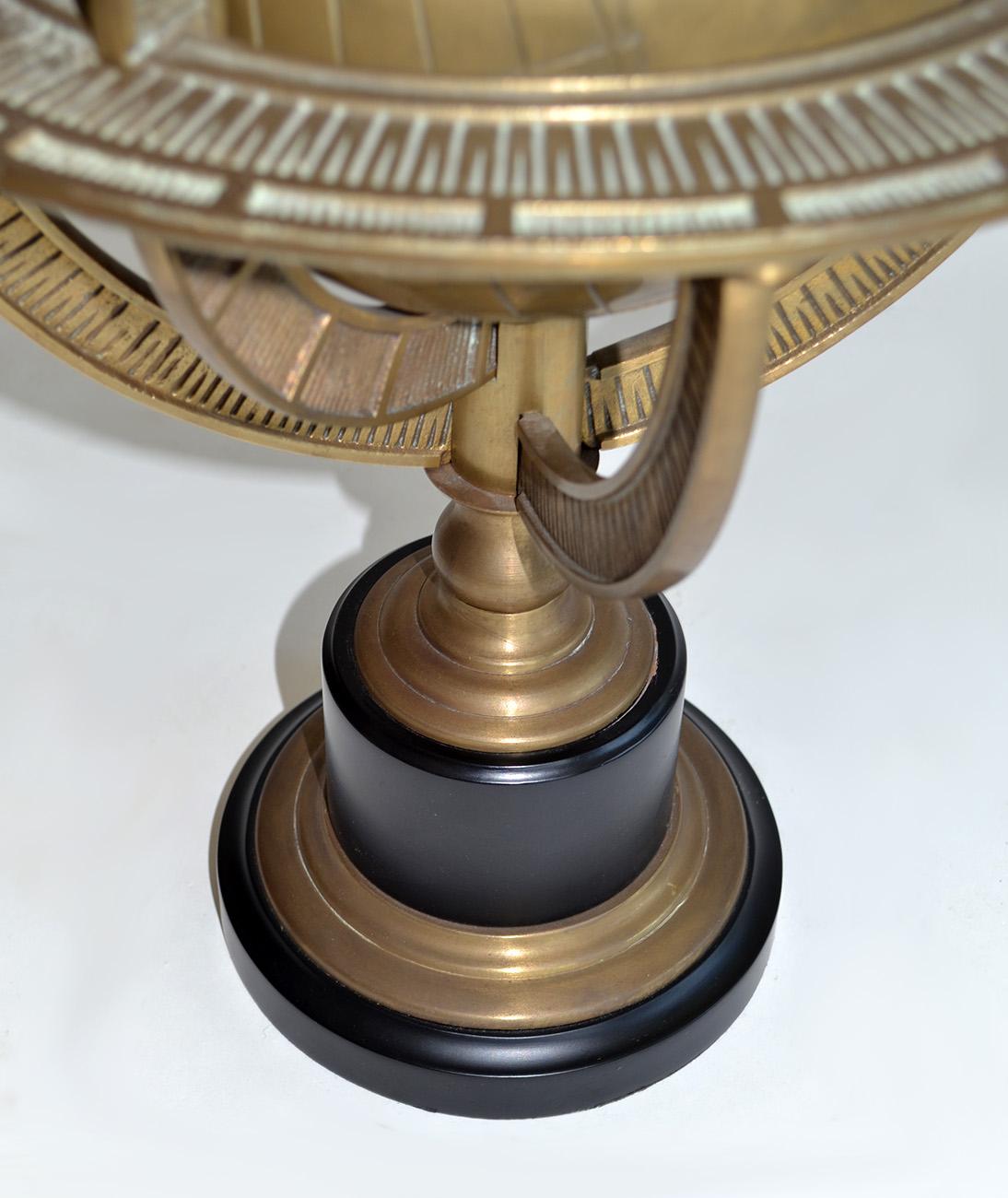 American Heavy Bronze Terrestrial Globe on Black Base, 1990's For Sale