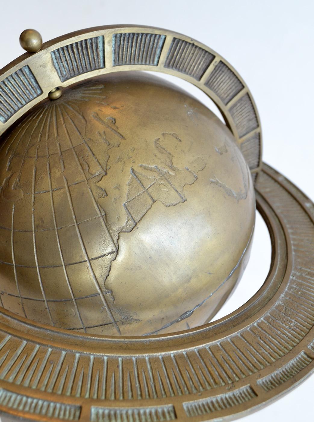 Heavy Bronze Terrestrial Globe on Black Base, 1990's For Sale 1