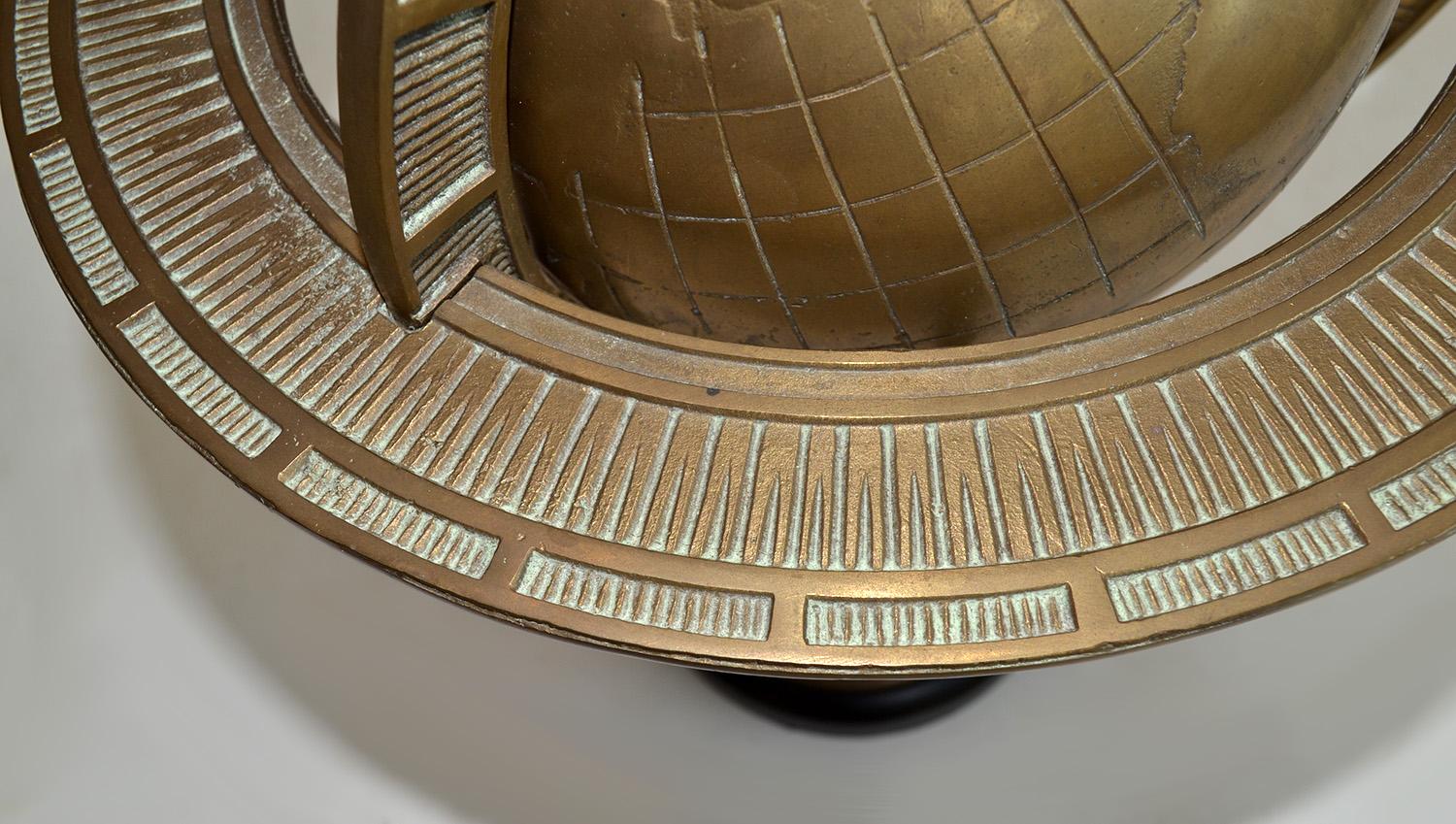 Heavy Bronze Terrestrial Globe on Black Base, 1990's For Sale 2