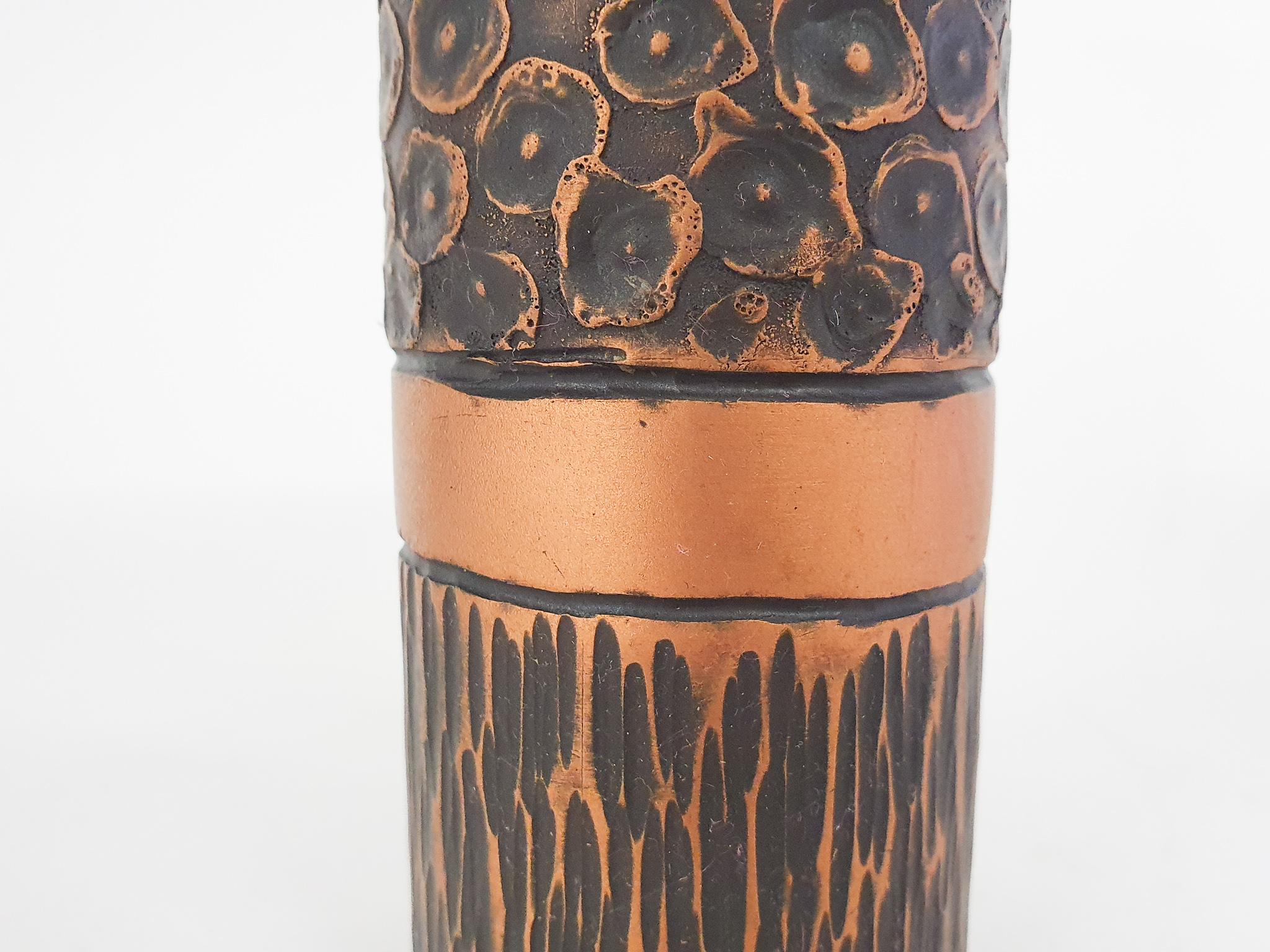 Heavy Bronze Vase with Copper Details For Sale 1