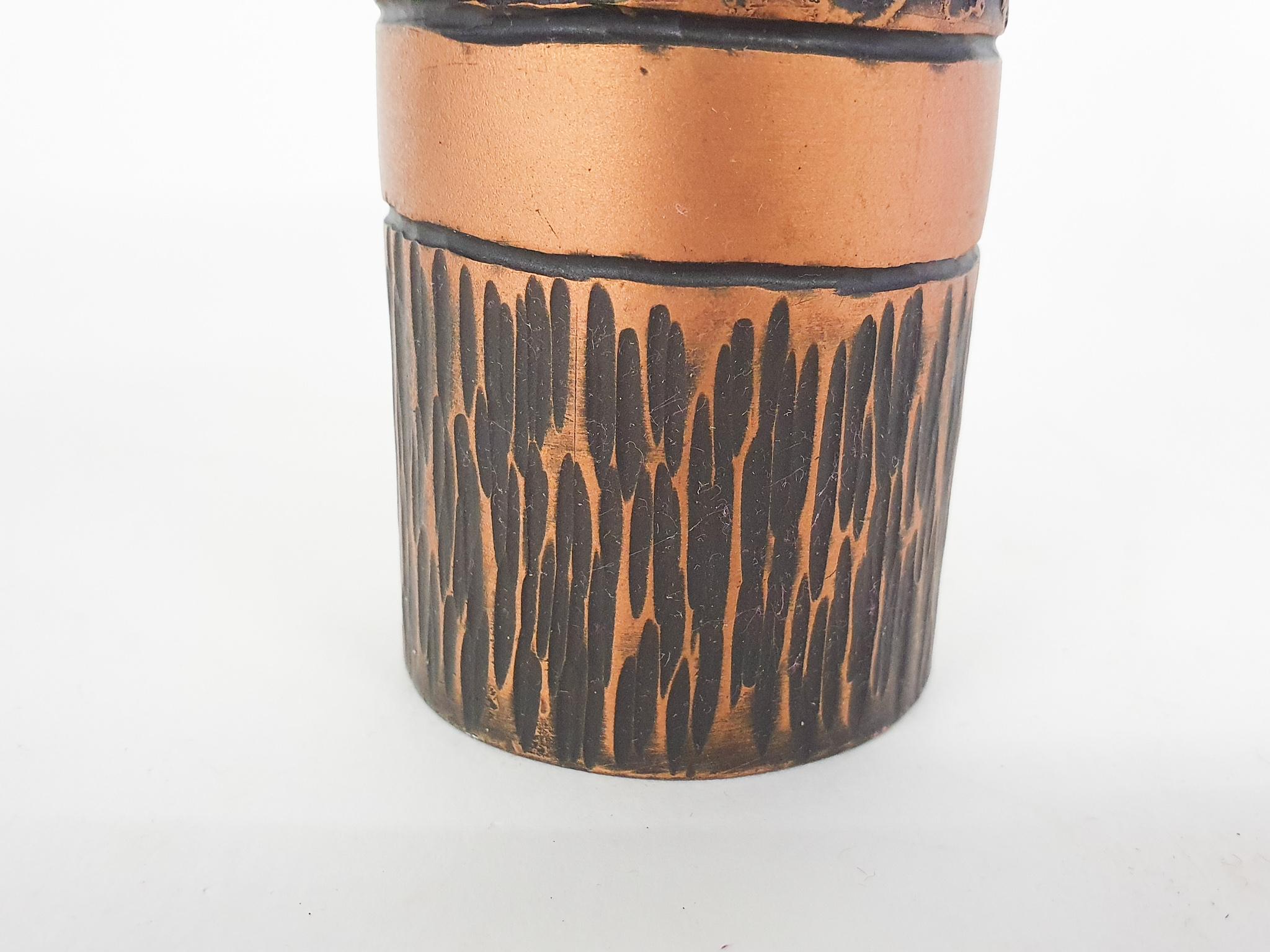 Heavy Bronze Vase with Copper Details For Sale 2