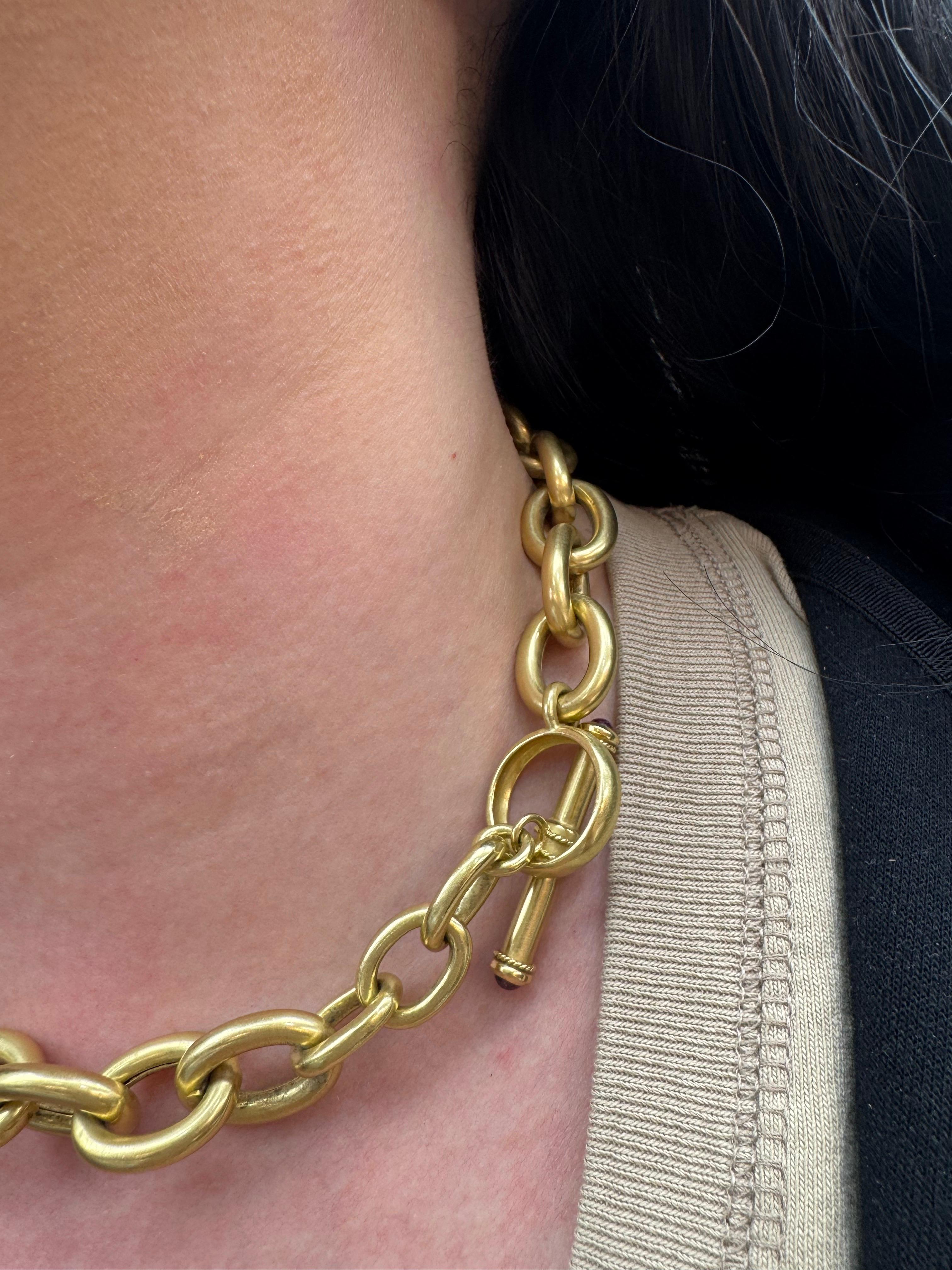 Schwere gebürstete, lackierte Gliederhalskette 18 Karat Gelbgold 79,8 Gramm im Angebot 5