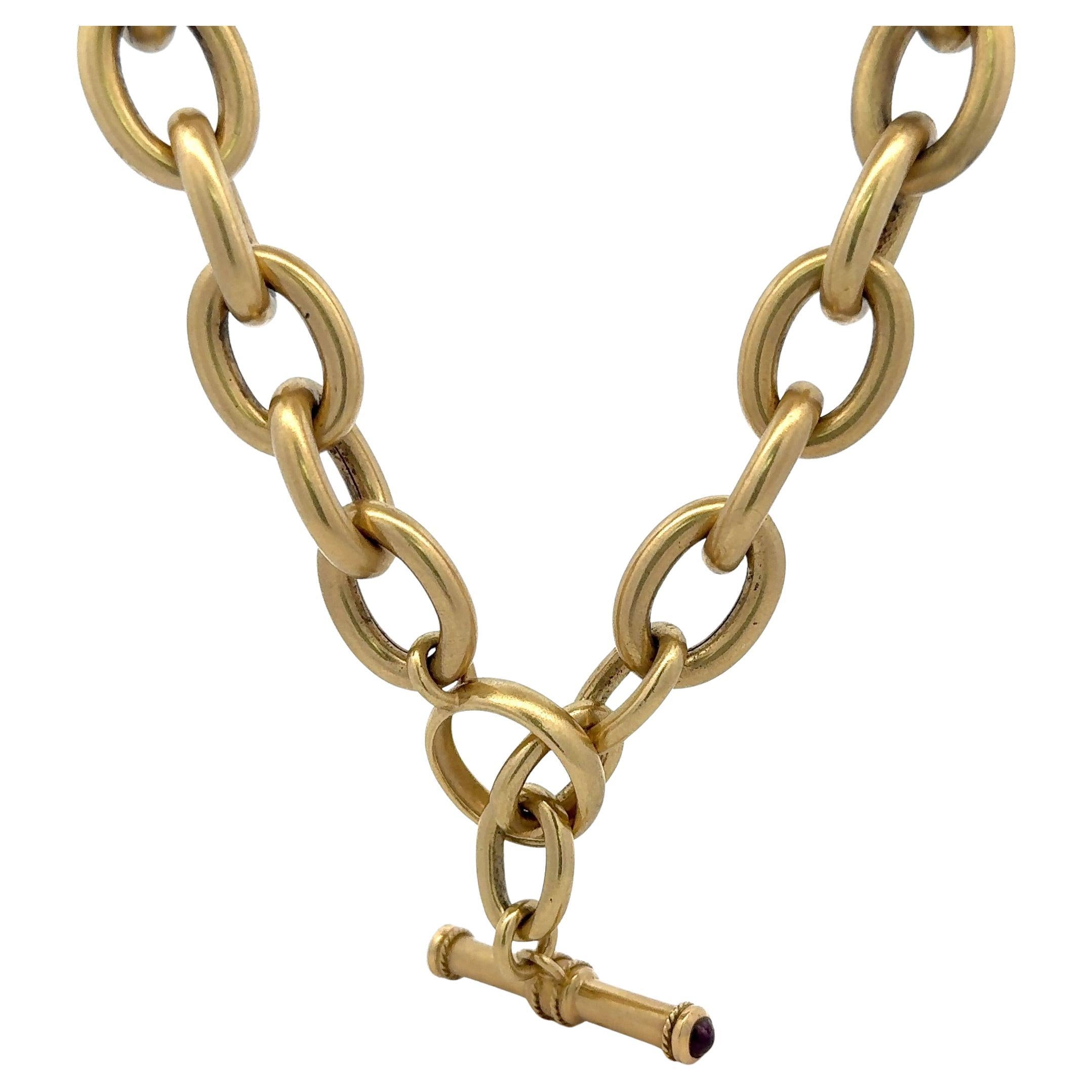 Schwere gebürstete, lackierte Gliederhalskette 18 Karat Gelbgold 79,8 Gramm (Zeitgenössisch) im Angebot