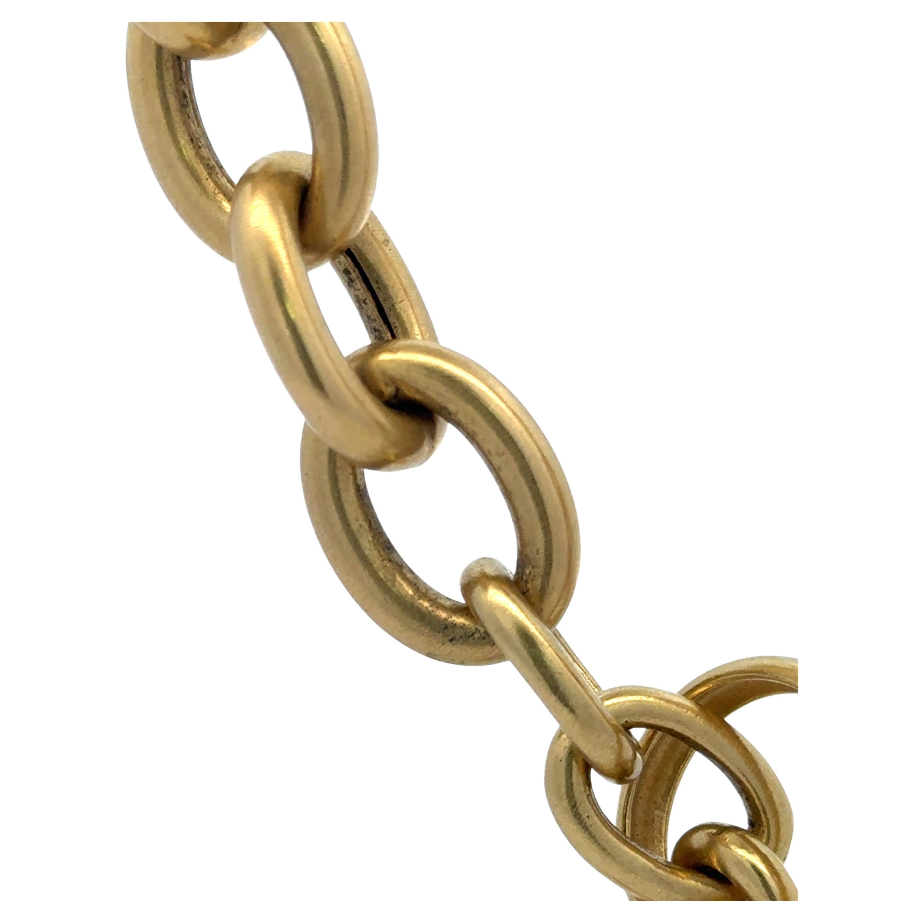 Schwere gebürstete, lackierte Gliederhalskette 18 Karat Gelbgold 79,8 Gramm im Zustand „Hervorragend“ im Angebot in New York, NY
