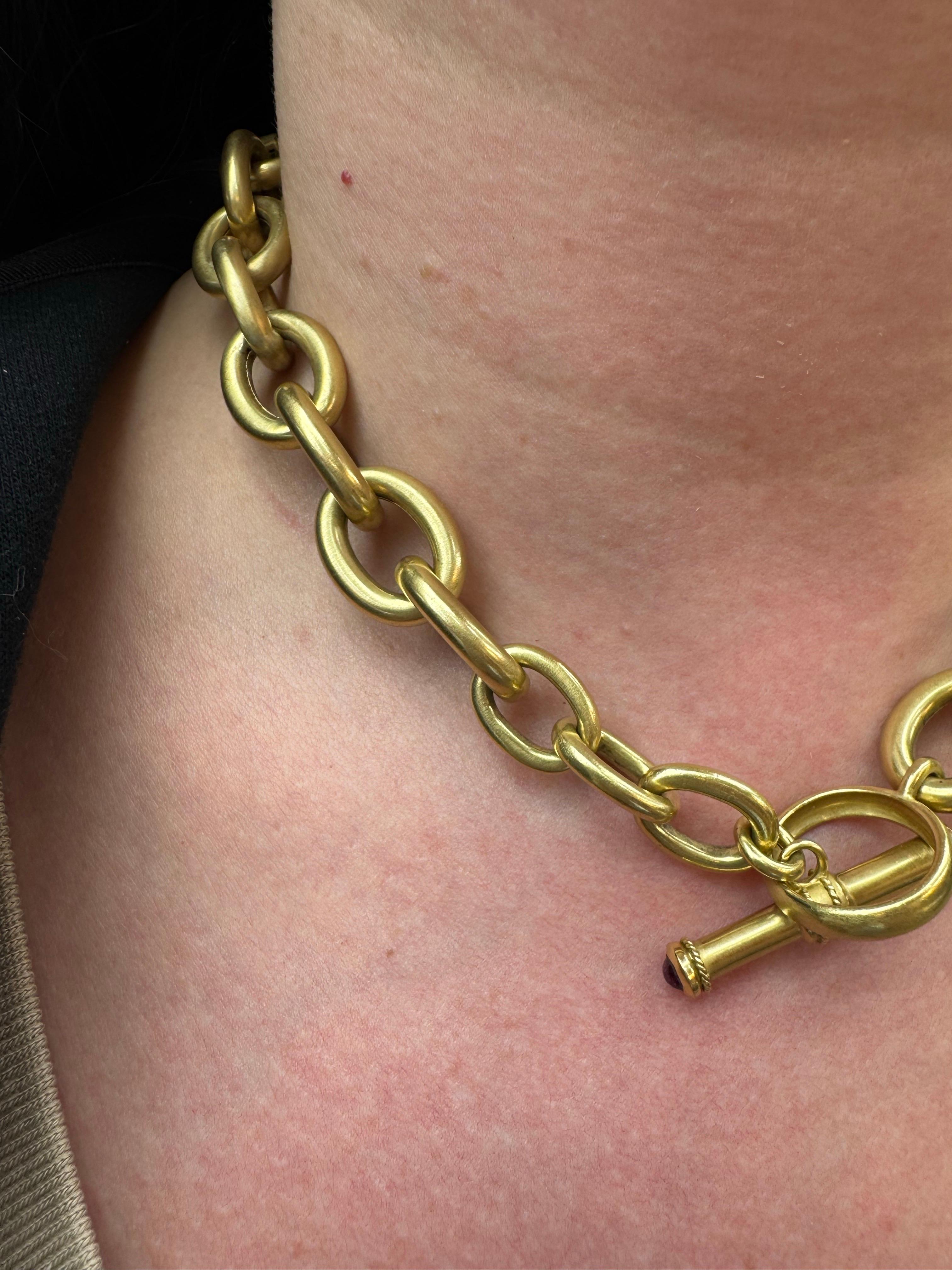 Schwere gebürstete, lackierte Gliederhalskette 18 Karat Gelbgold 79,8 Gramm im Angebot 2