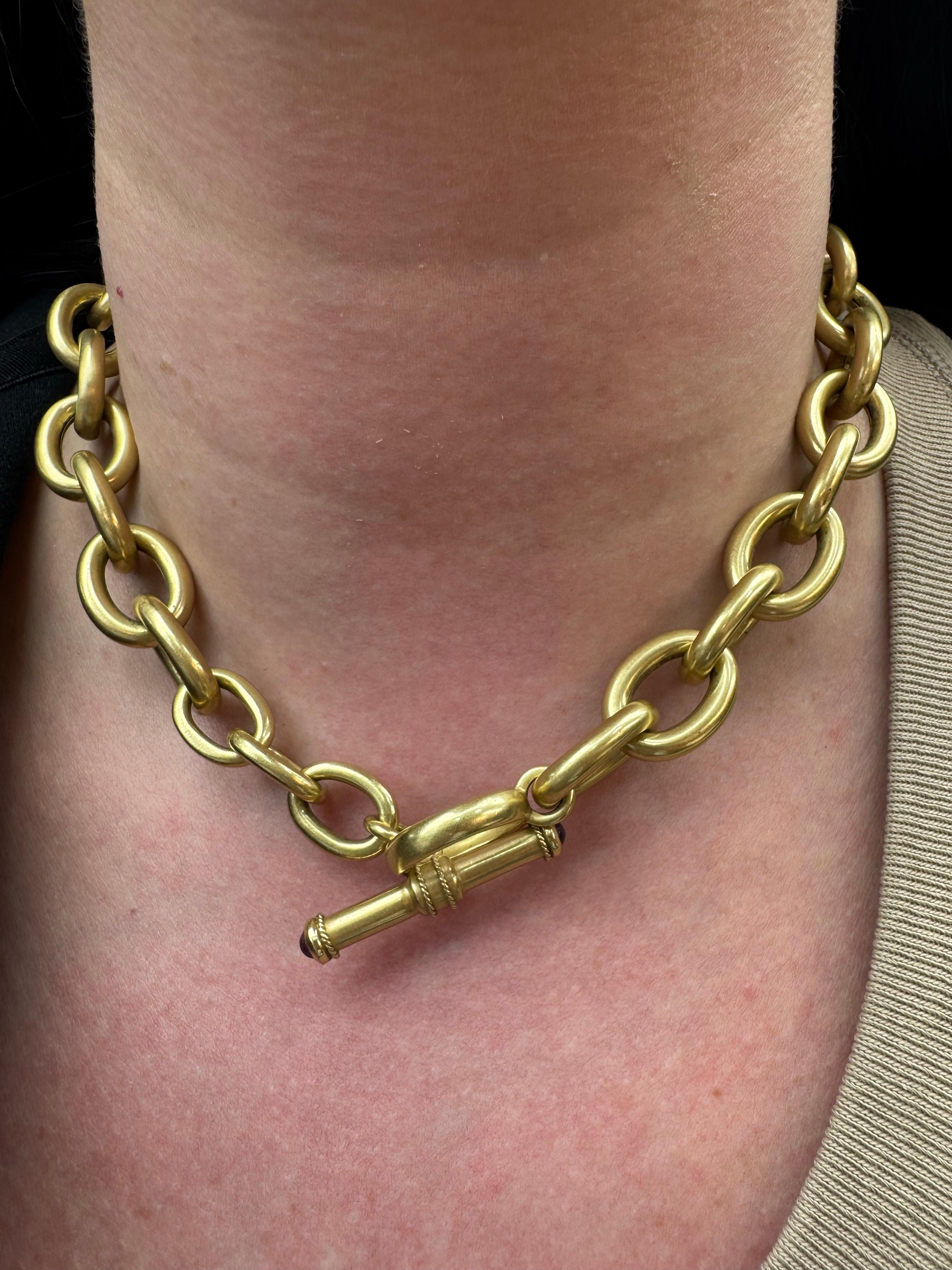 Schwere gebürstete, lackierte Gliederhalskette 18 Karat Gelbgold 79,8 Gramm im Angebot 4