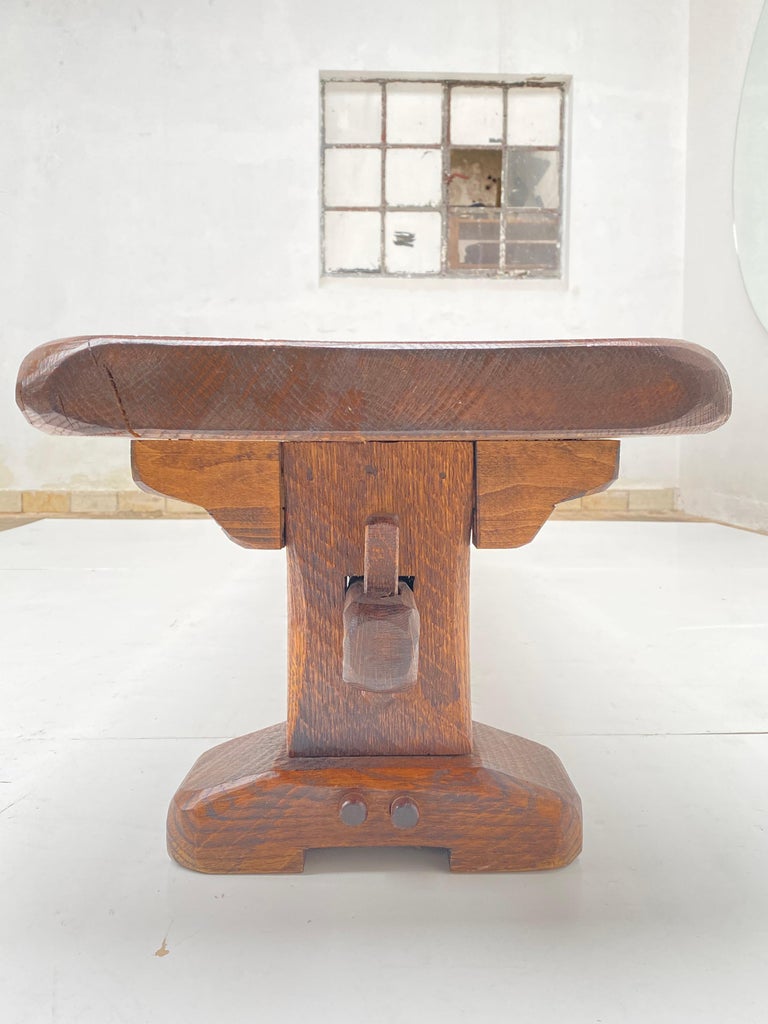 Extremist Bench Heavy and Brutalist Dutch Oak Bench, Handmade in the 1970's at 1stDibs