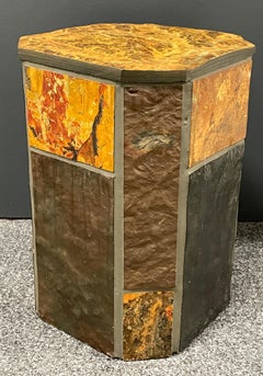 Piédestal lourd de style brutaliste, ardoise, bois et béton, années 1960, Pays-Bas