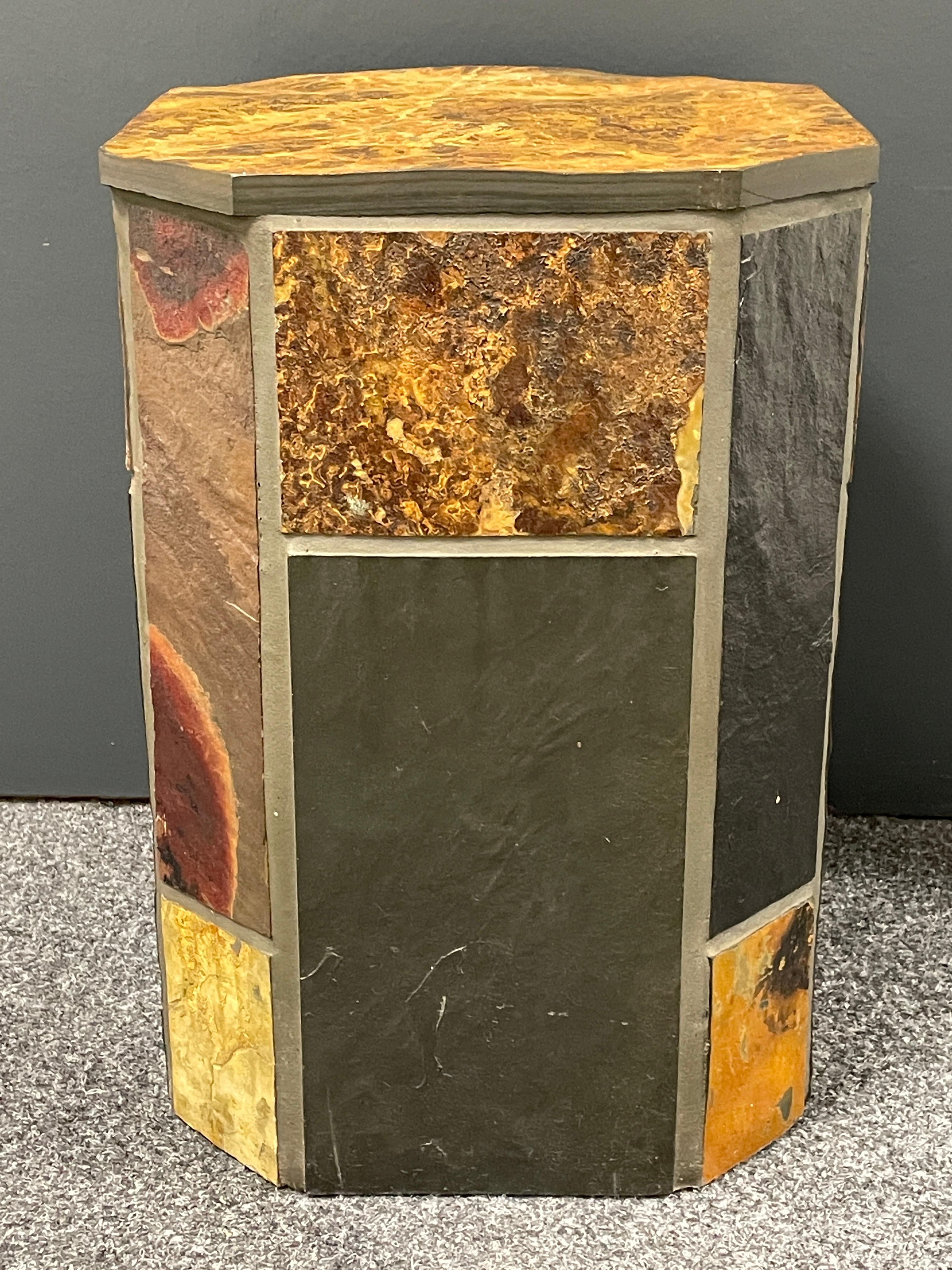 Heavy Brutalist Style Pedestal, Slate, Wood and Concrete, 1960s Dutch In Good Condition For Sale In Nuernberg, DE