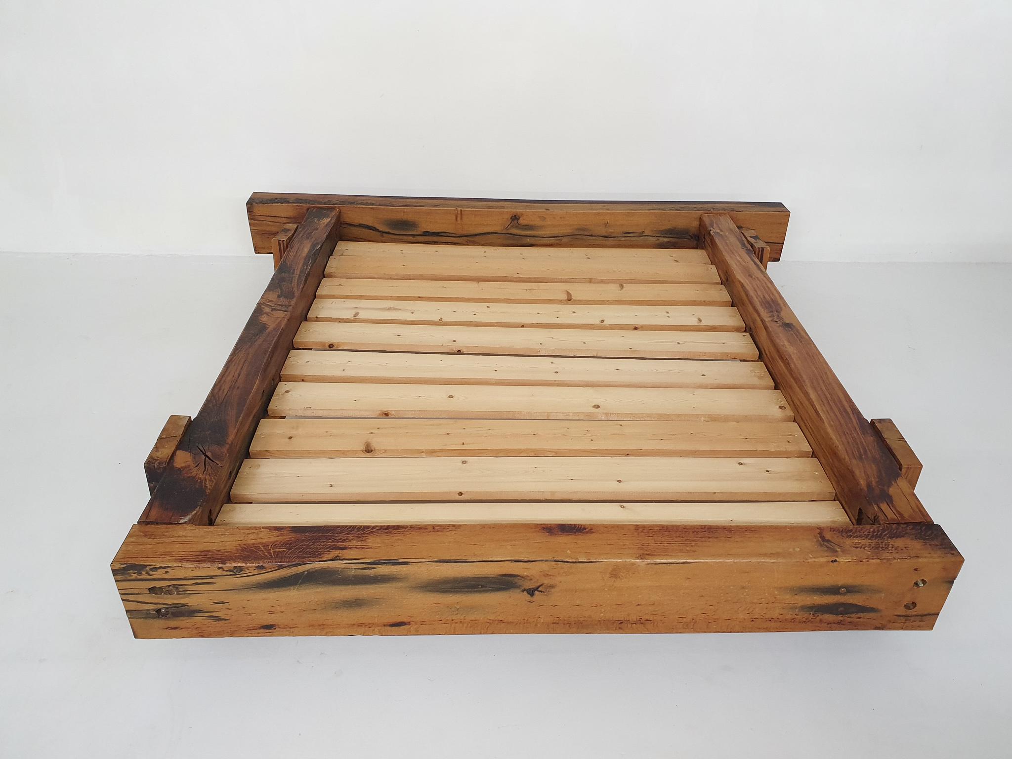Heavy Brutalist Wabisabi Oak Double Daybed, 1970's For Sale 3