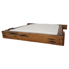 Heavy Brutalist Wabisabi Oak Double Daybed, 1970's