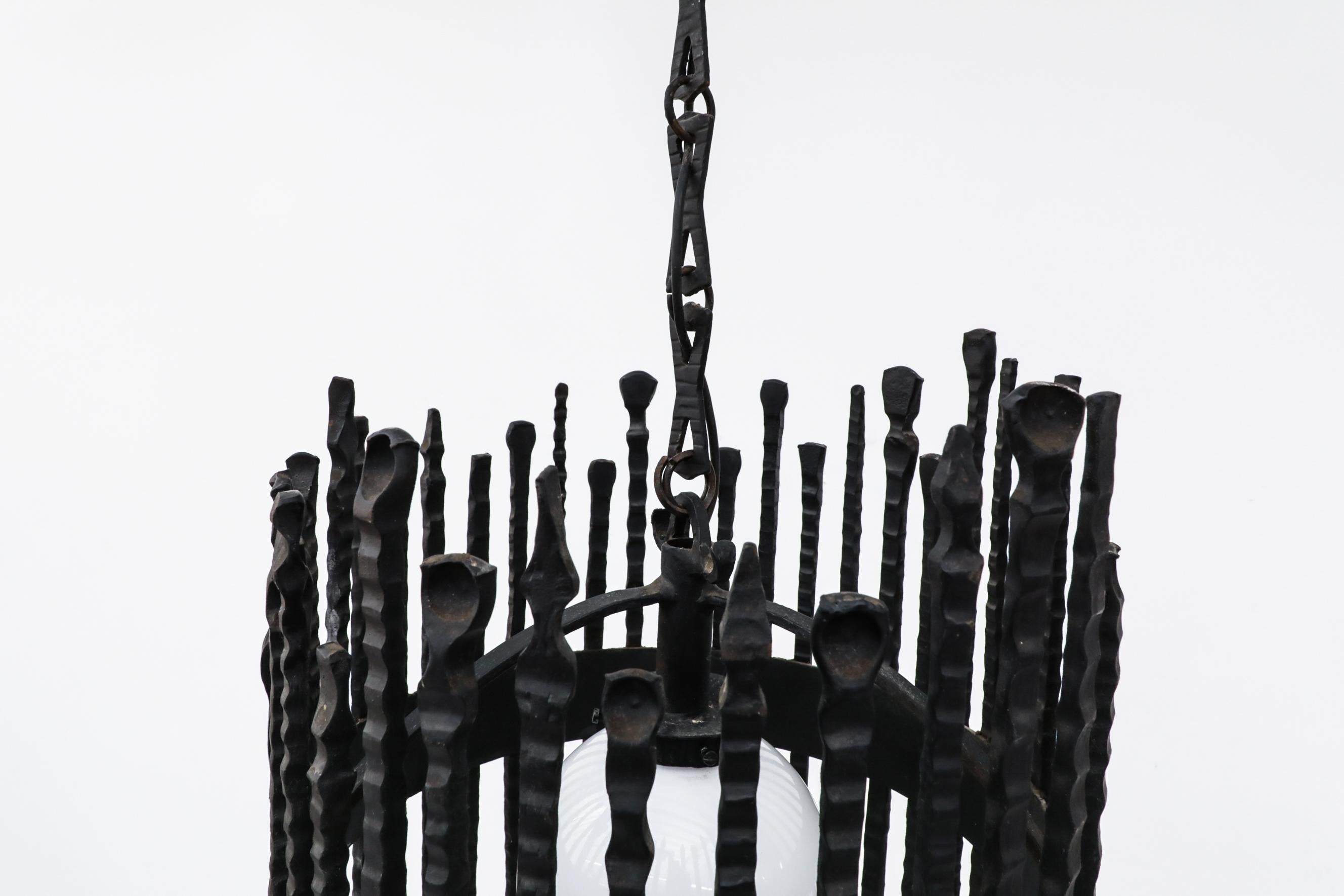 Heavy Brutalist Wrought Iron Chandelier 3