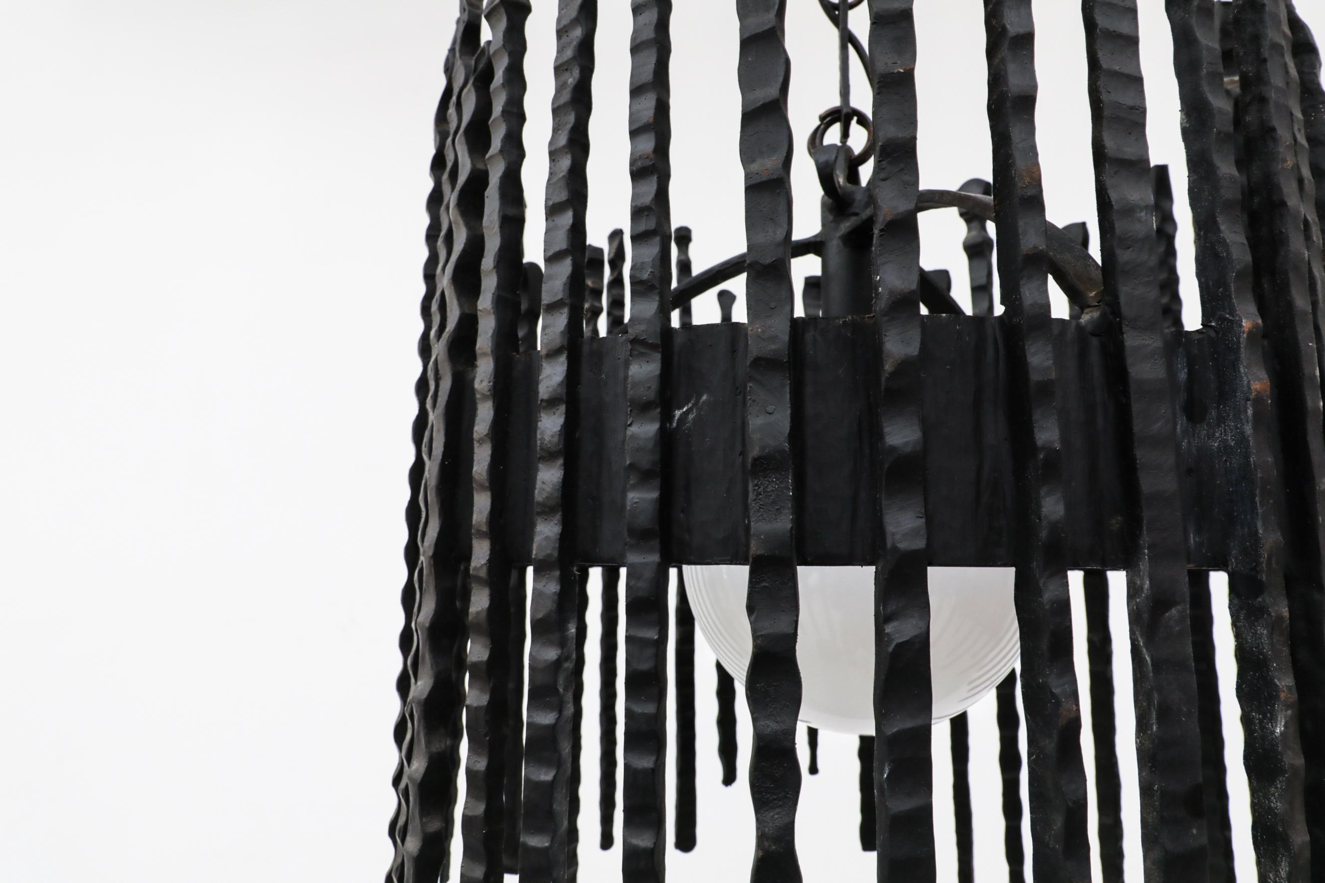 Heavy Brutalist Wrought Iron Chandelier 12