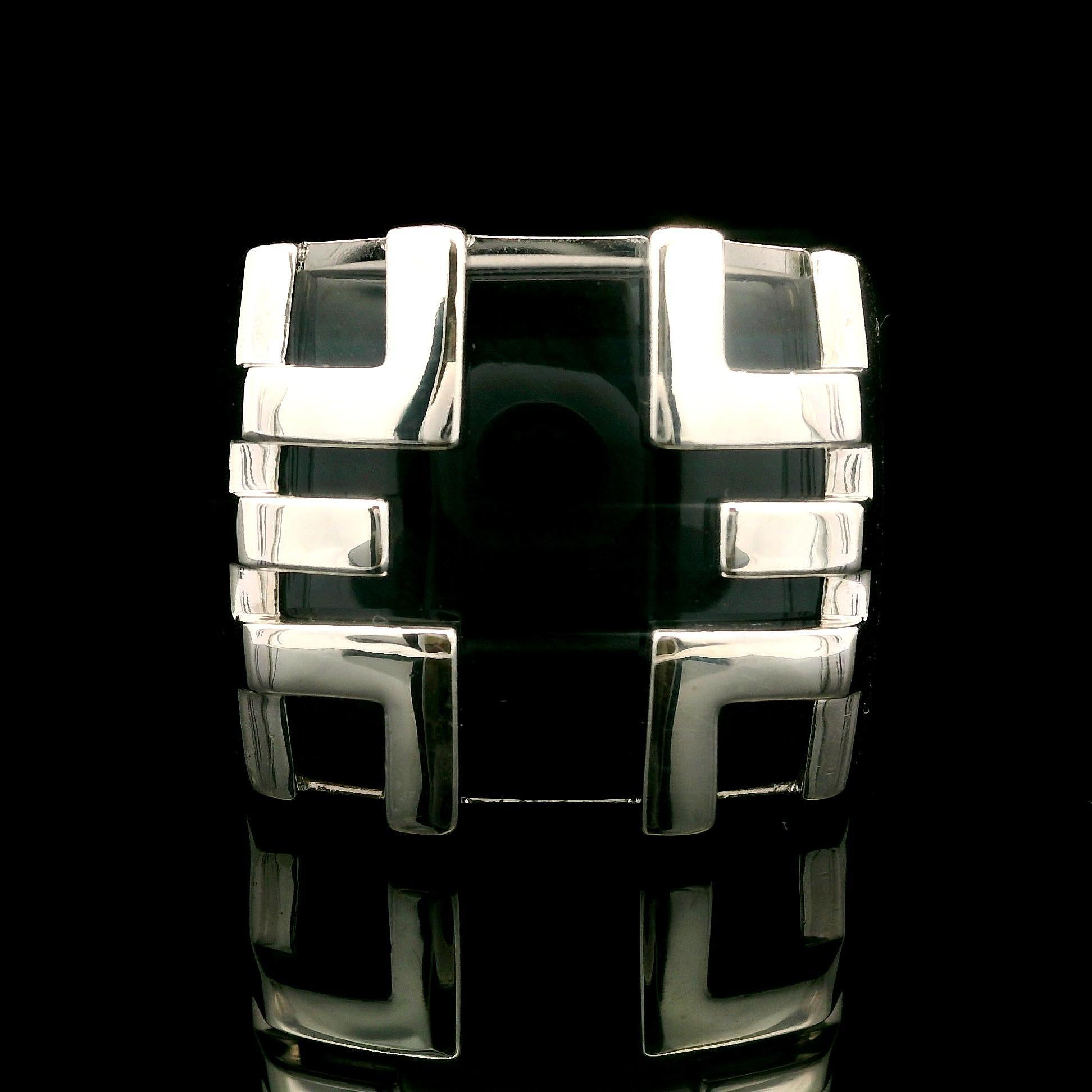 Heavy Cartier Herren 18k Gold Schwarzer Stein Le Baiser Du Dragon Ring 44Gram Größe 63 im Zustand „Hervorragend“ in Montclair, NJ