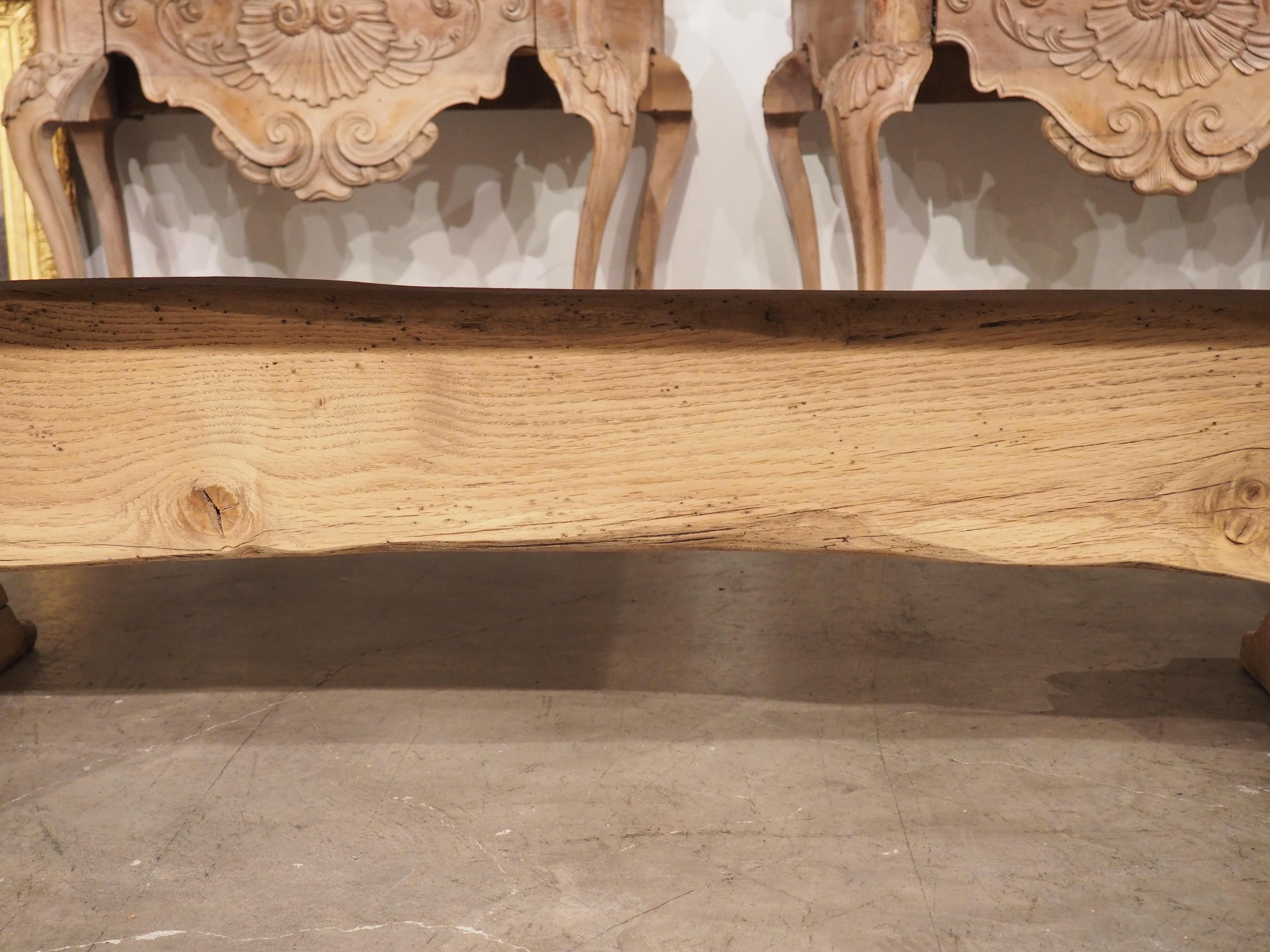 Heavy Carved and Bleached Oak French Monastery Table, Circa 1950 6