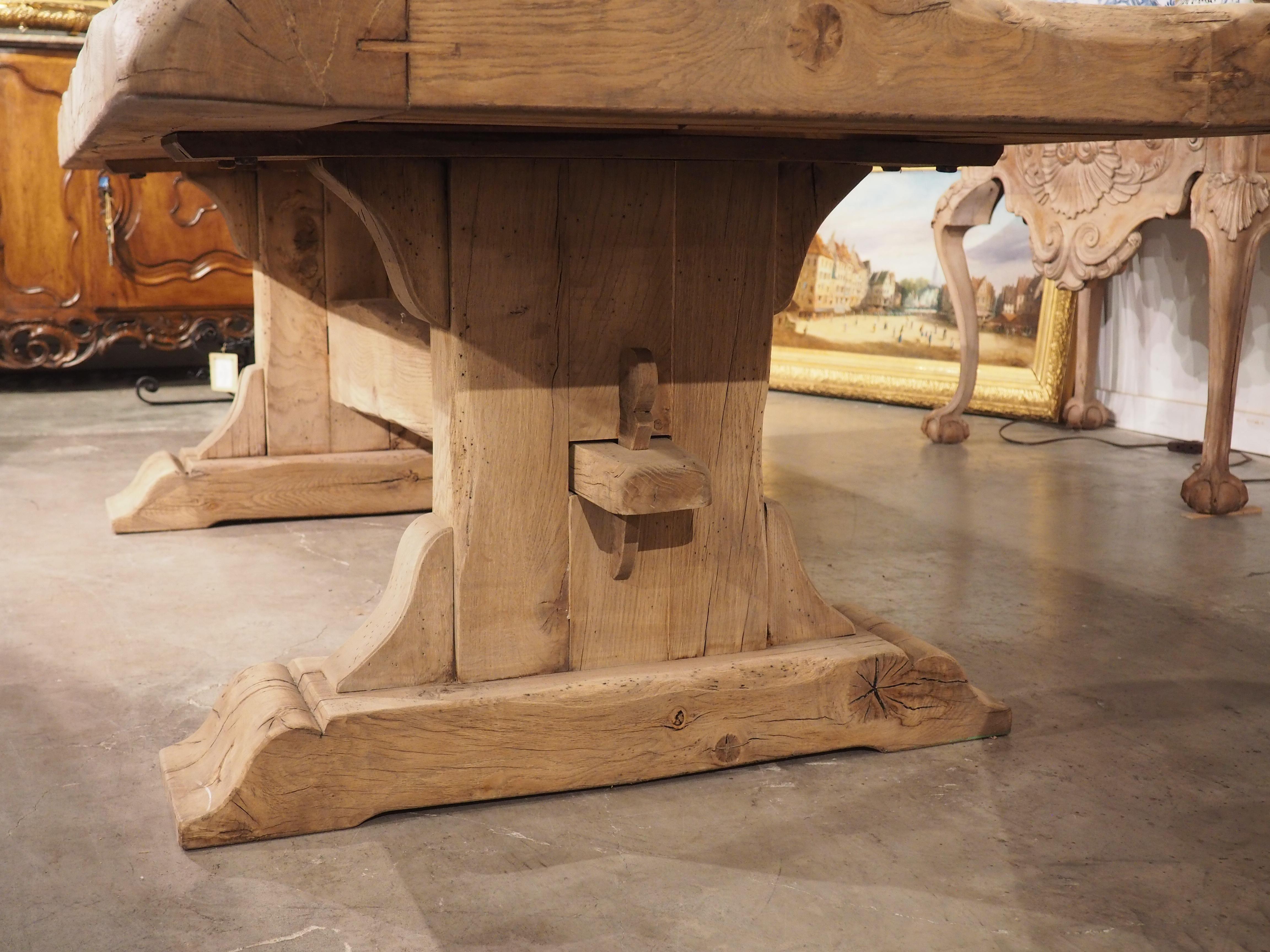 Heavy Carved and Bleached Oak French Monastery Table, Circa 1950 8
