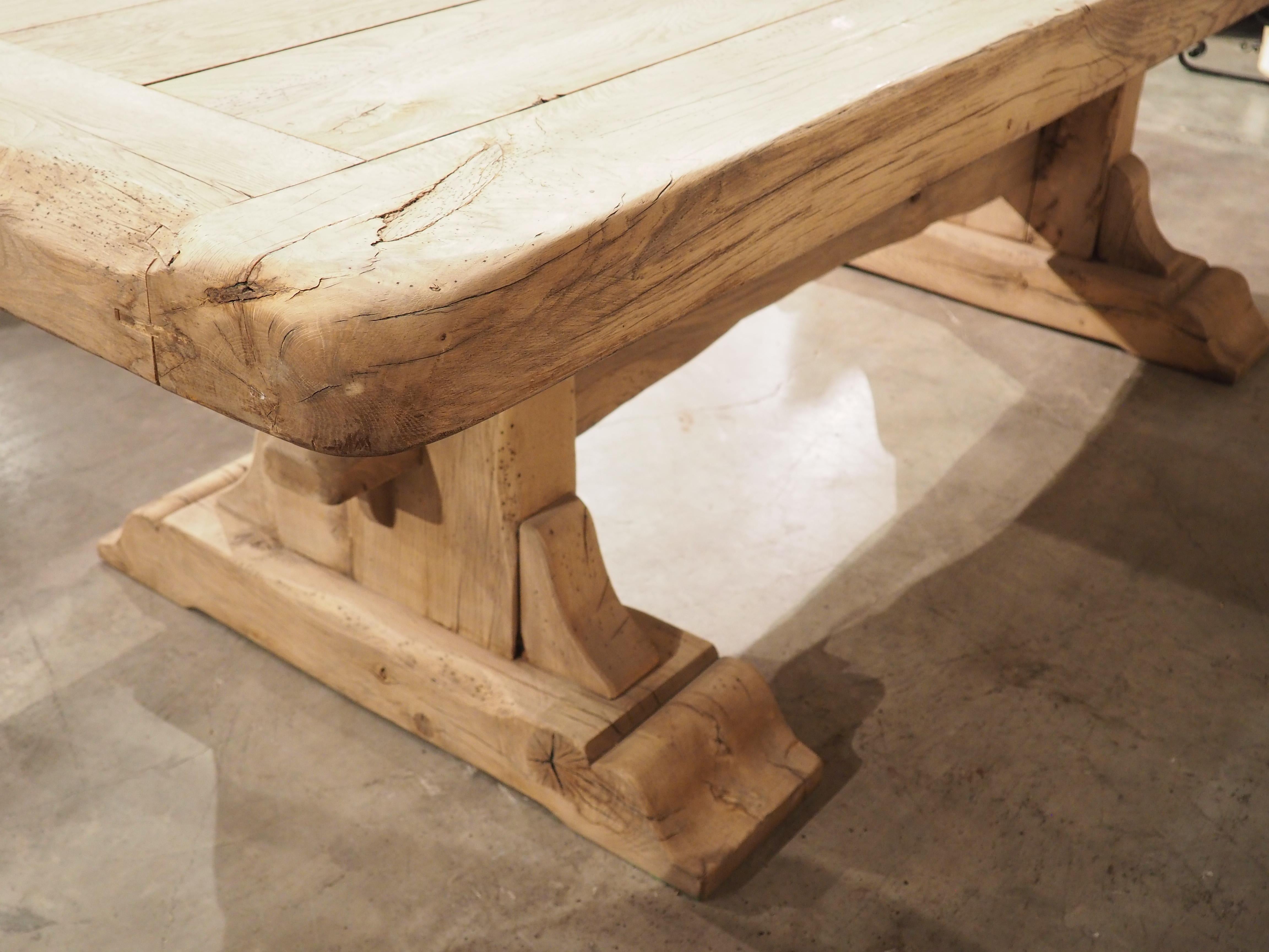 Heavy Carved and Bleached Oak French Monastery Table, Circa 1950 10