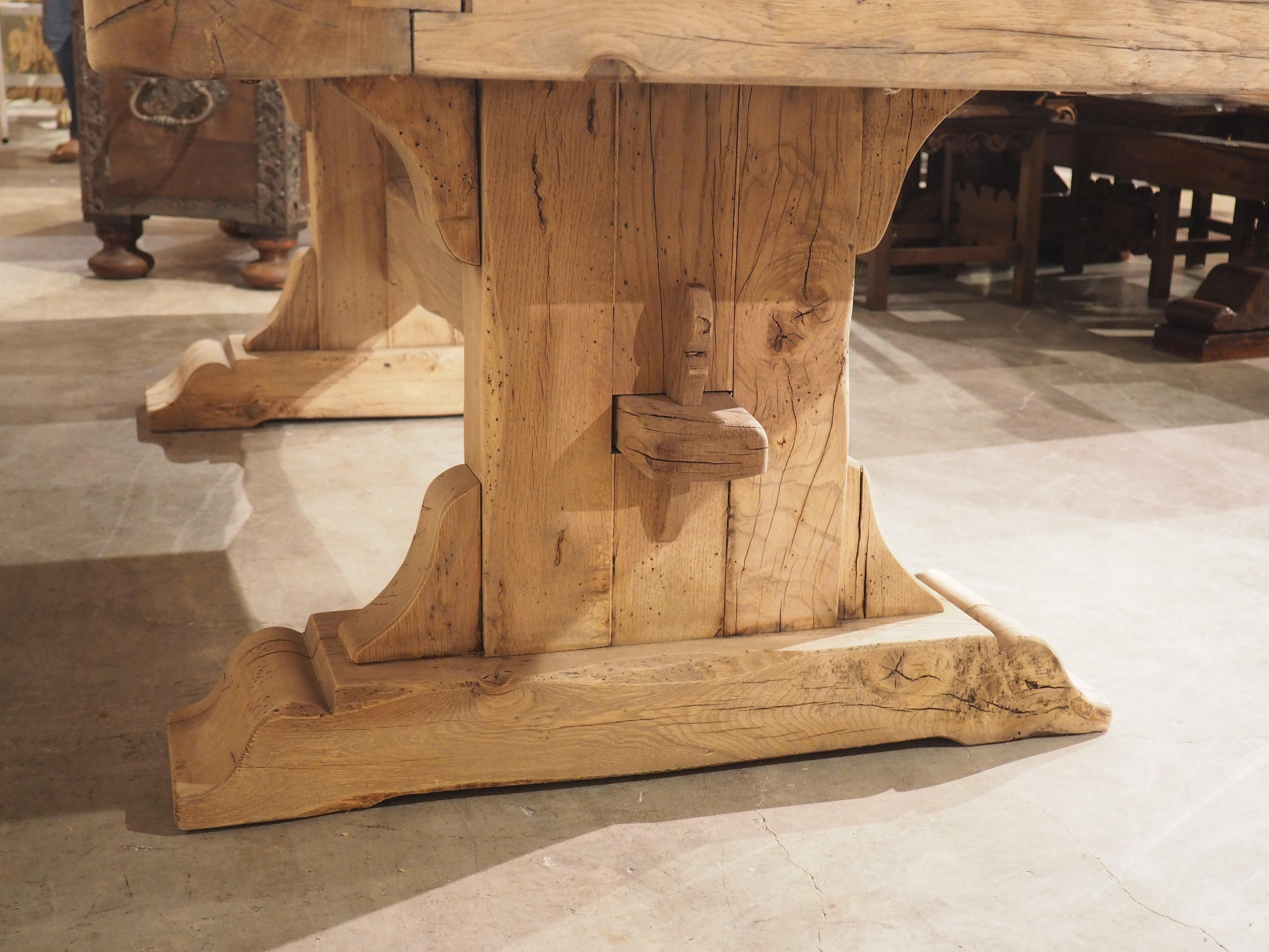 Heavy Carved and Bleached Oak French Monastery Table, Circa 1950 12