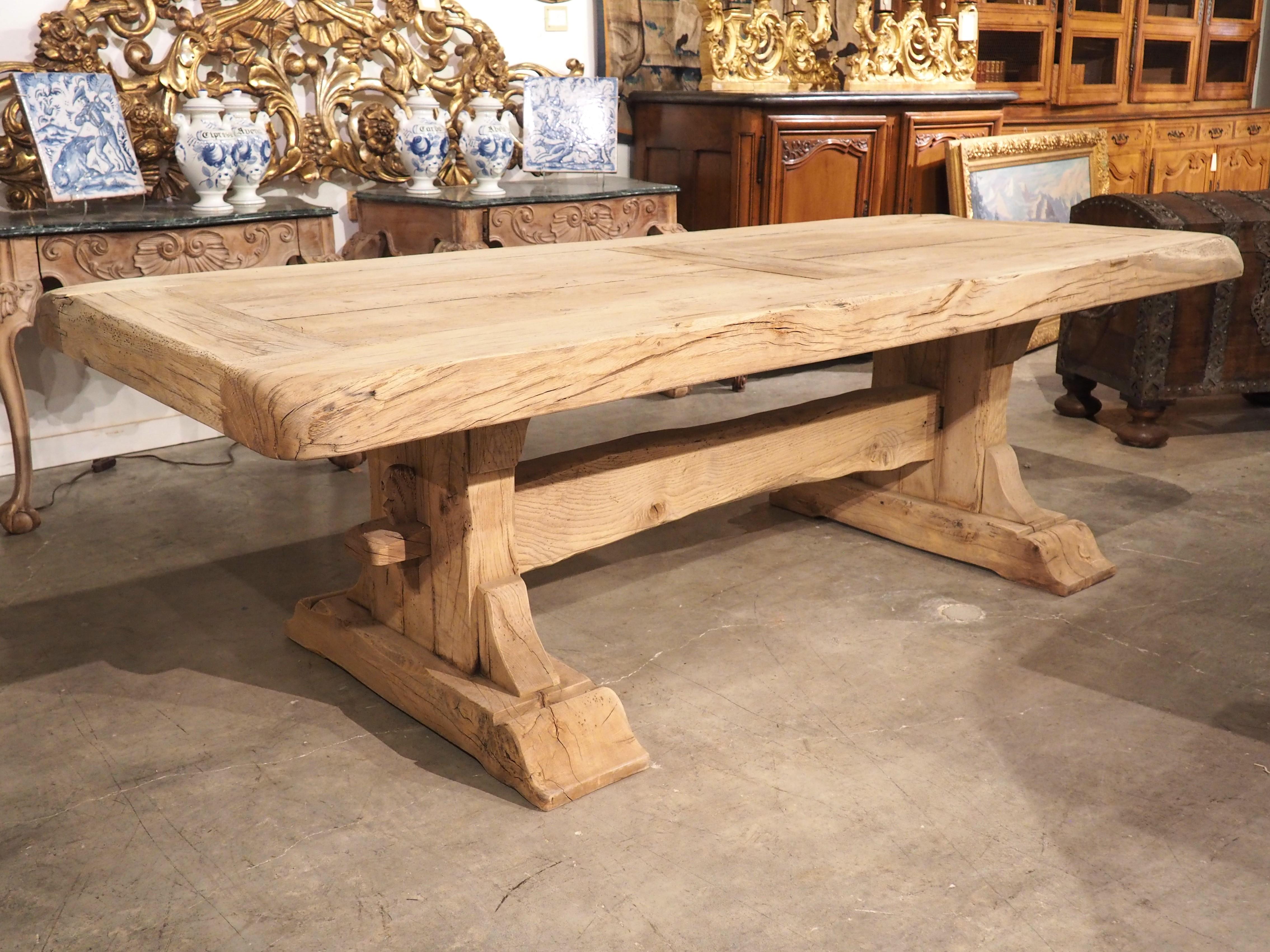 Heavy Carved and Bleached Oak French Monastery Table, Circa 1950 13