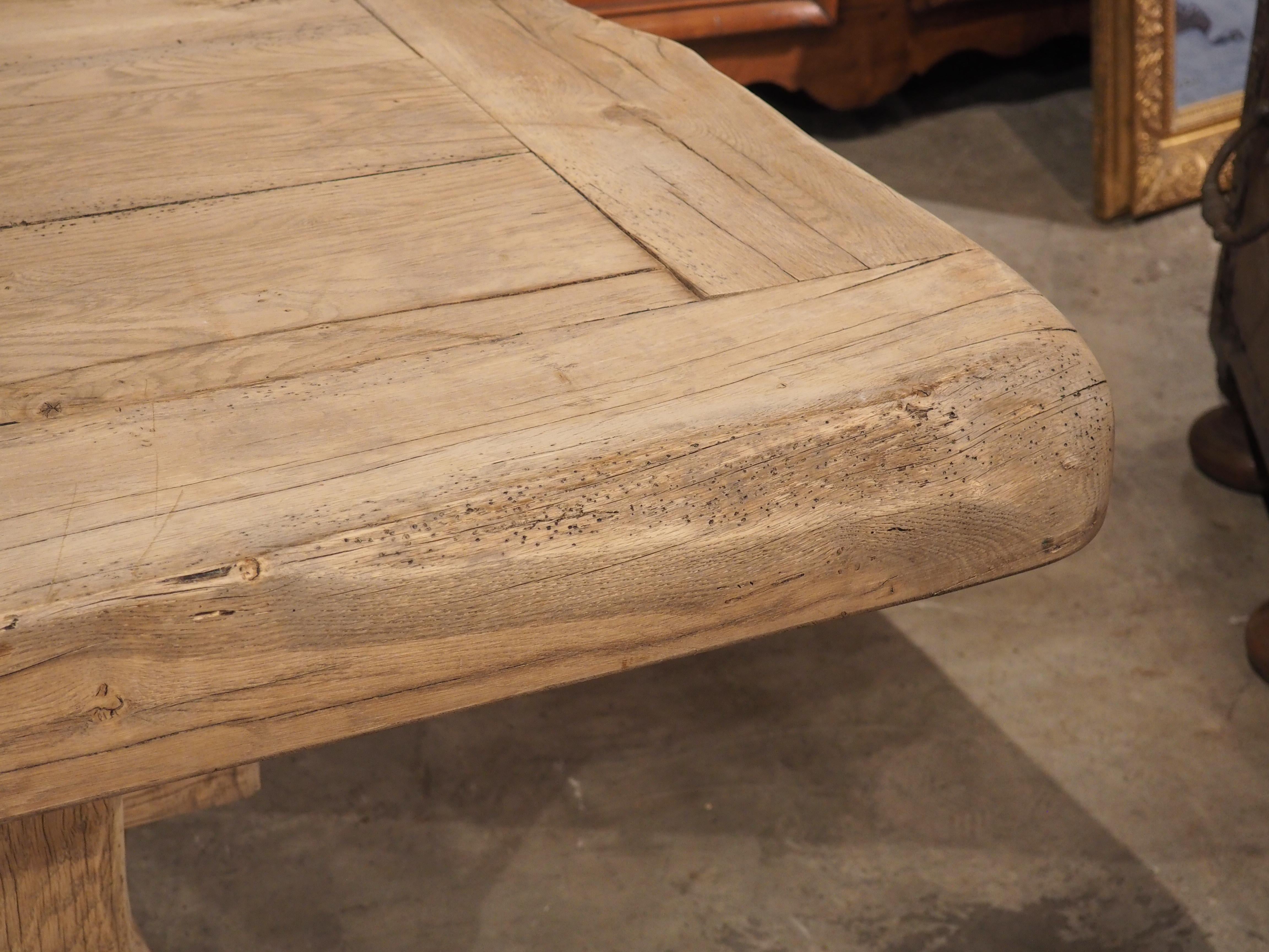 Heavy Carved and Bleached Oak French Monastery Table, Circa 1950 3