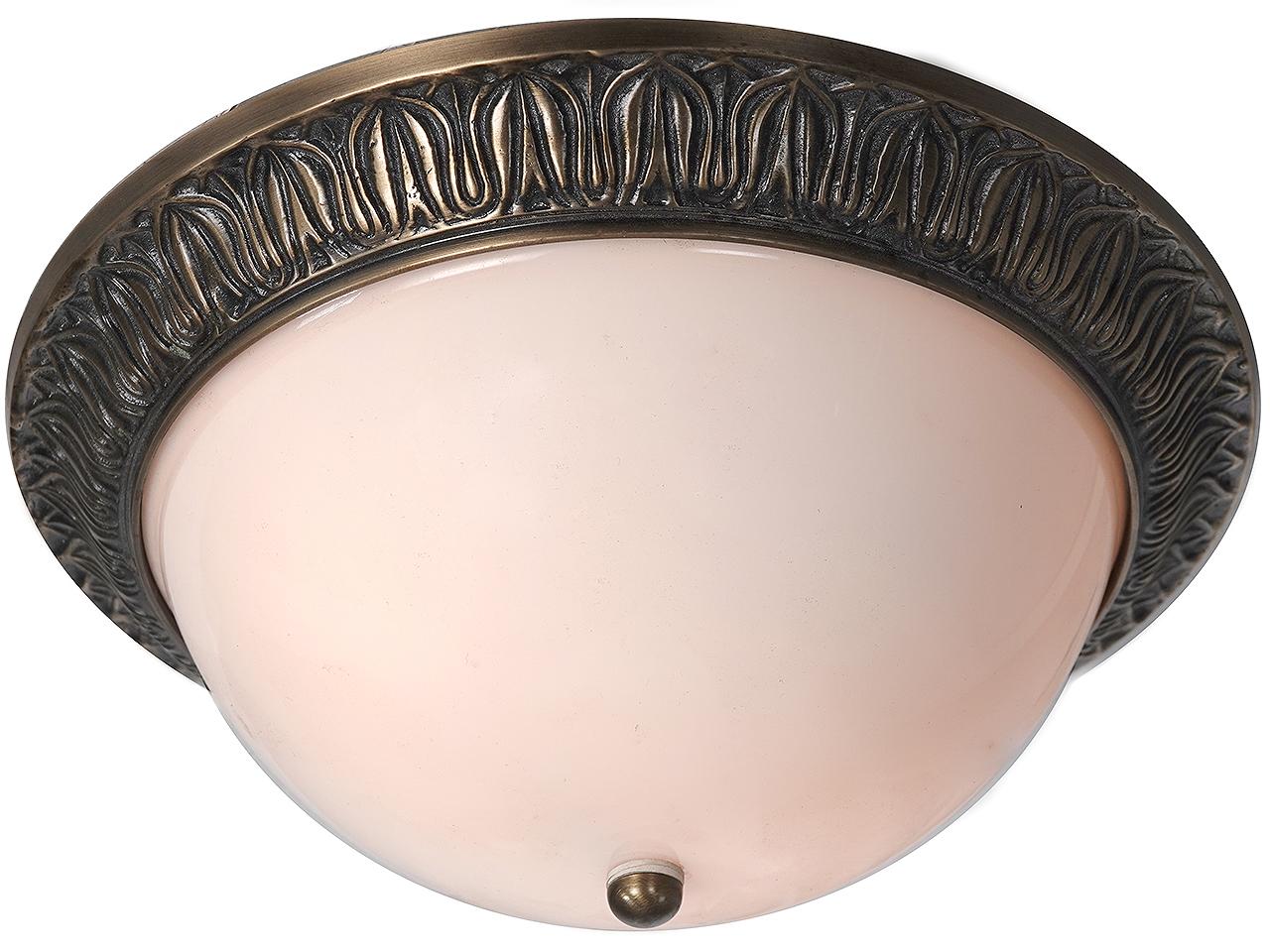 Heavy Cast And Milk Frosted Glass Acanthus Flushmount In Good Condition For Sale In Peekskill, NY