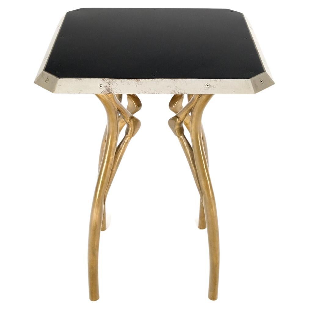 Heavy cast bronze legs studio made sculptural side cafe Petit dining table stand.
