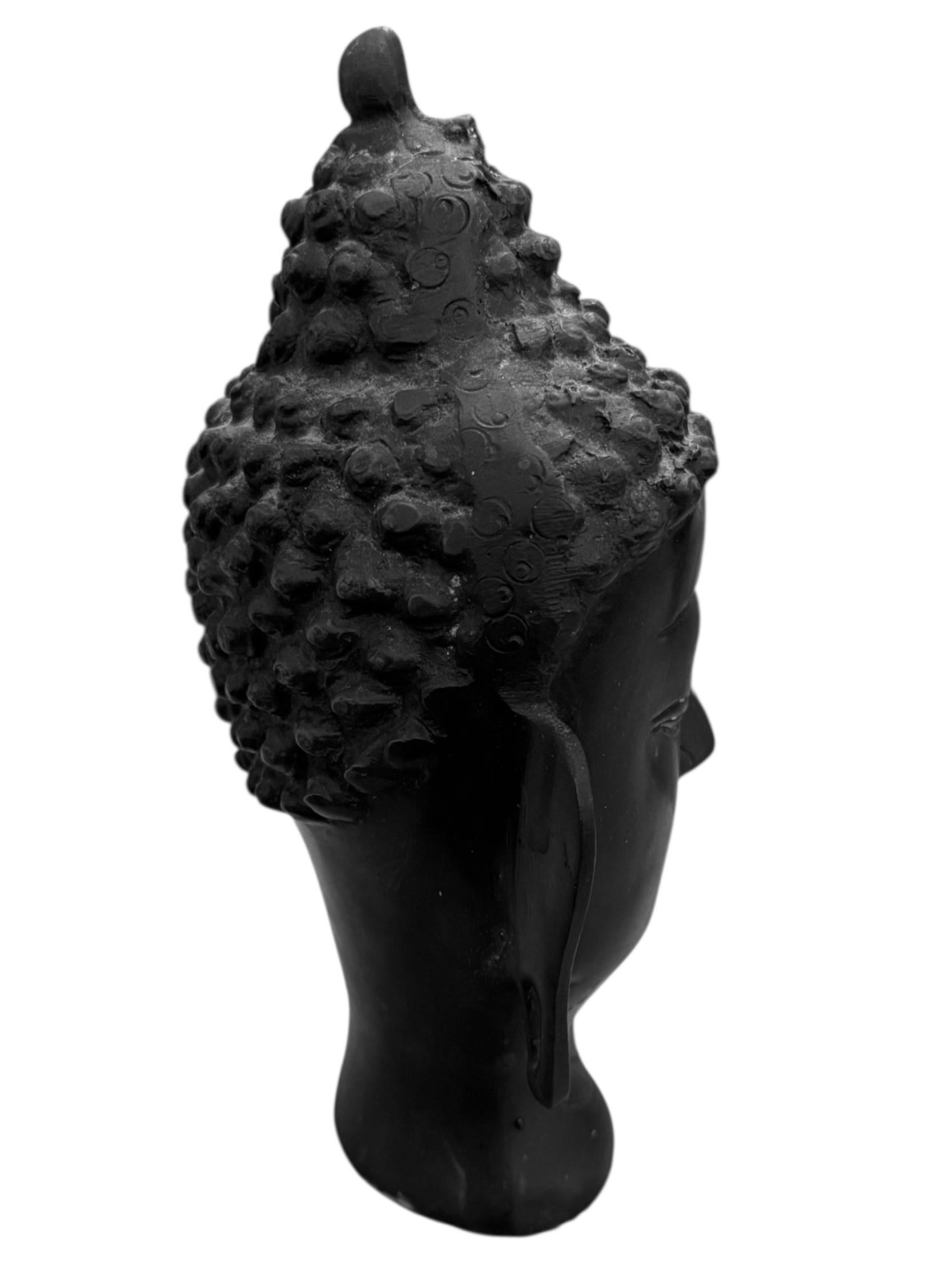 Heavy Cast Bronze Shakyamuni Buddha Head In Good Condition For Sale In Pasadena, CA