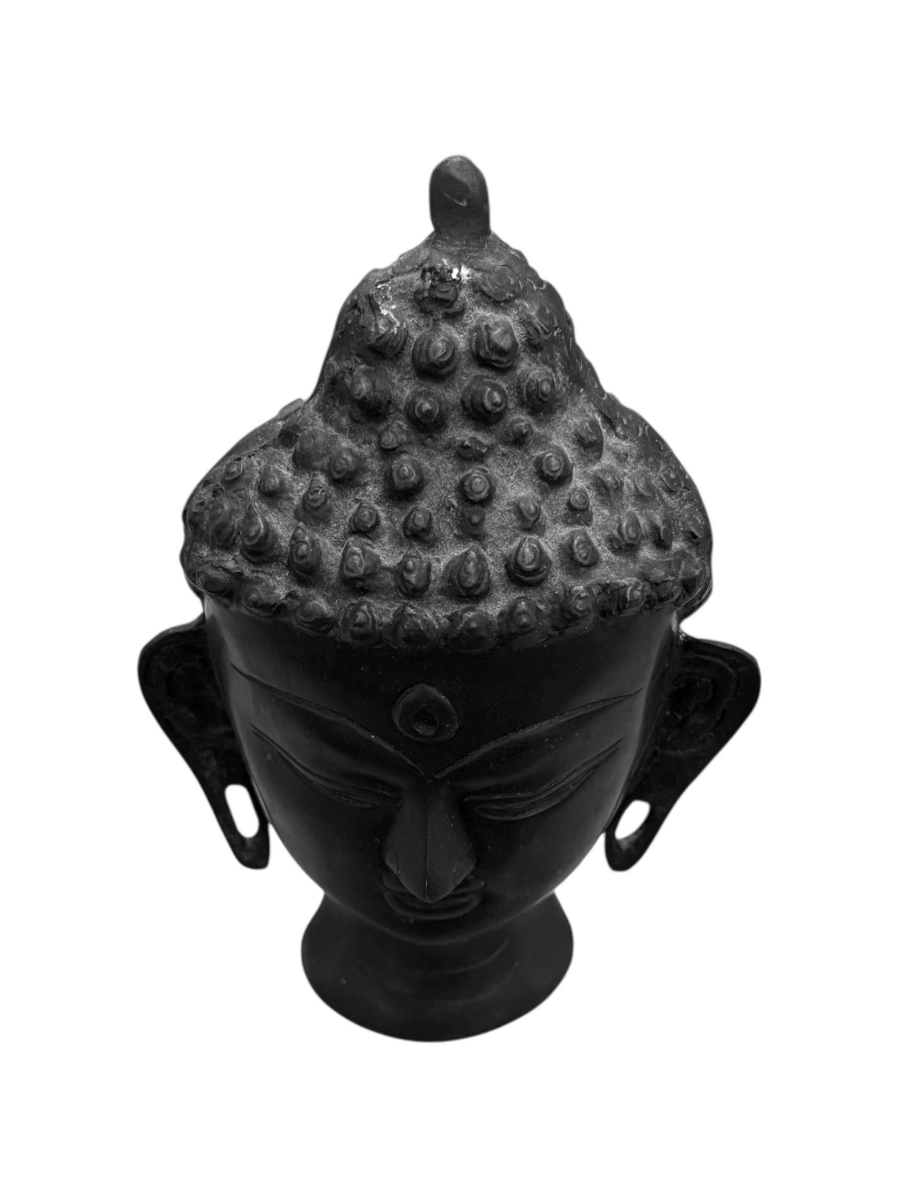 20th Century Heavy Cast Bronze Shakyamuni Buddha Head For Sale