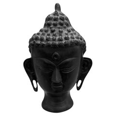 Vintage Heavy Cast Bronze Shakyamuni Buddha Head