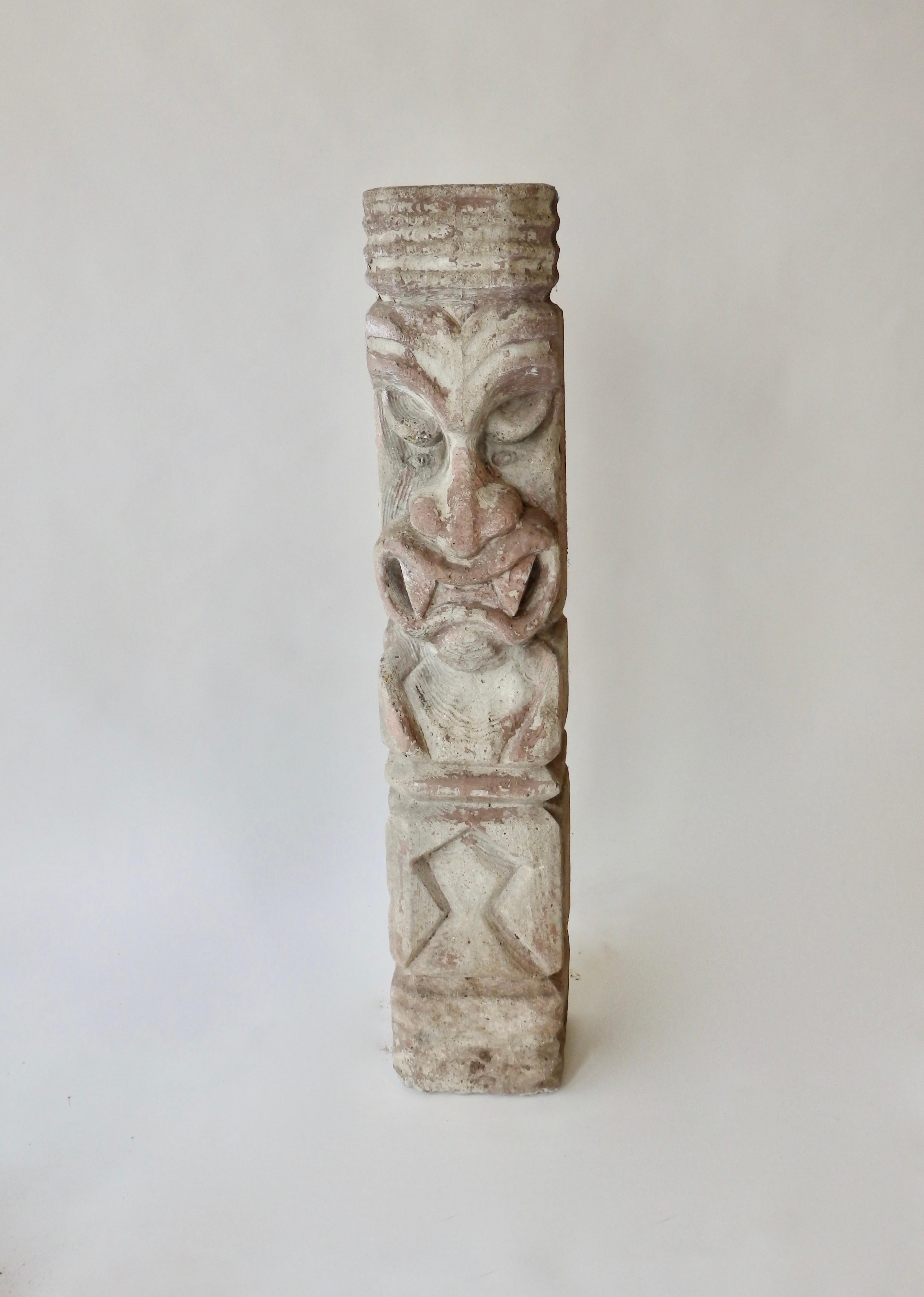 American Heavy cast cement Tiki totem sculpture For Sale