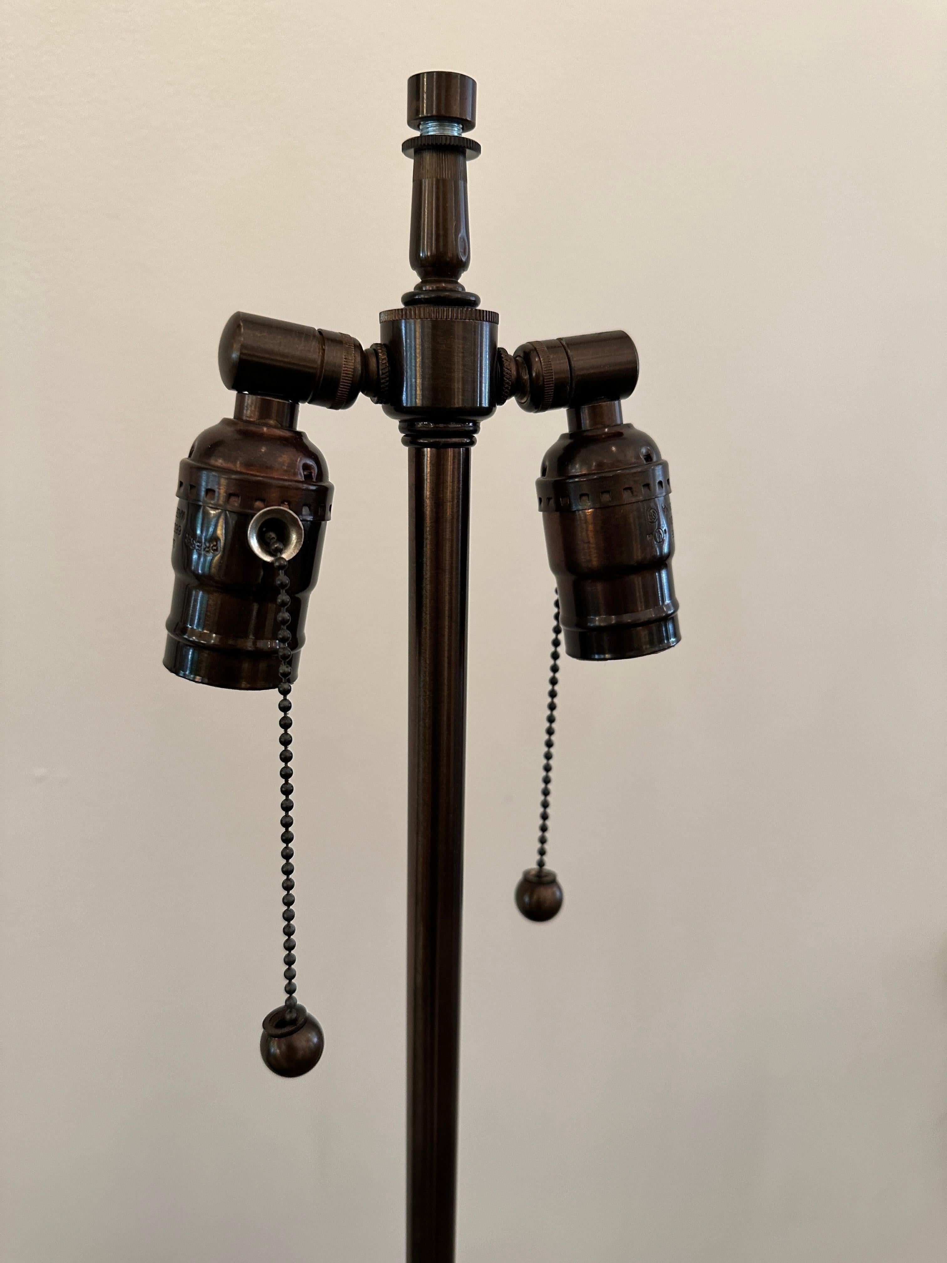 Brass Heavy Ceramic Textural Trapezoidal Table Lamp, 1960's For Sale
