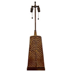 Schwere strukturierte Trapezförmige Keramik-Tischlampe, 1960er Jahre