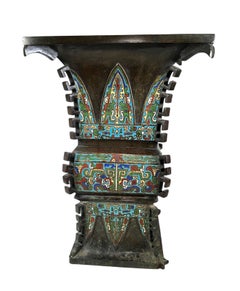 Heavy Chinese Bronze Cloisonné Urn