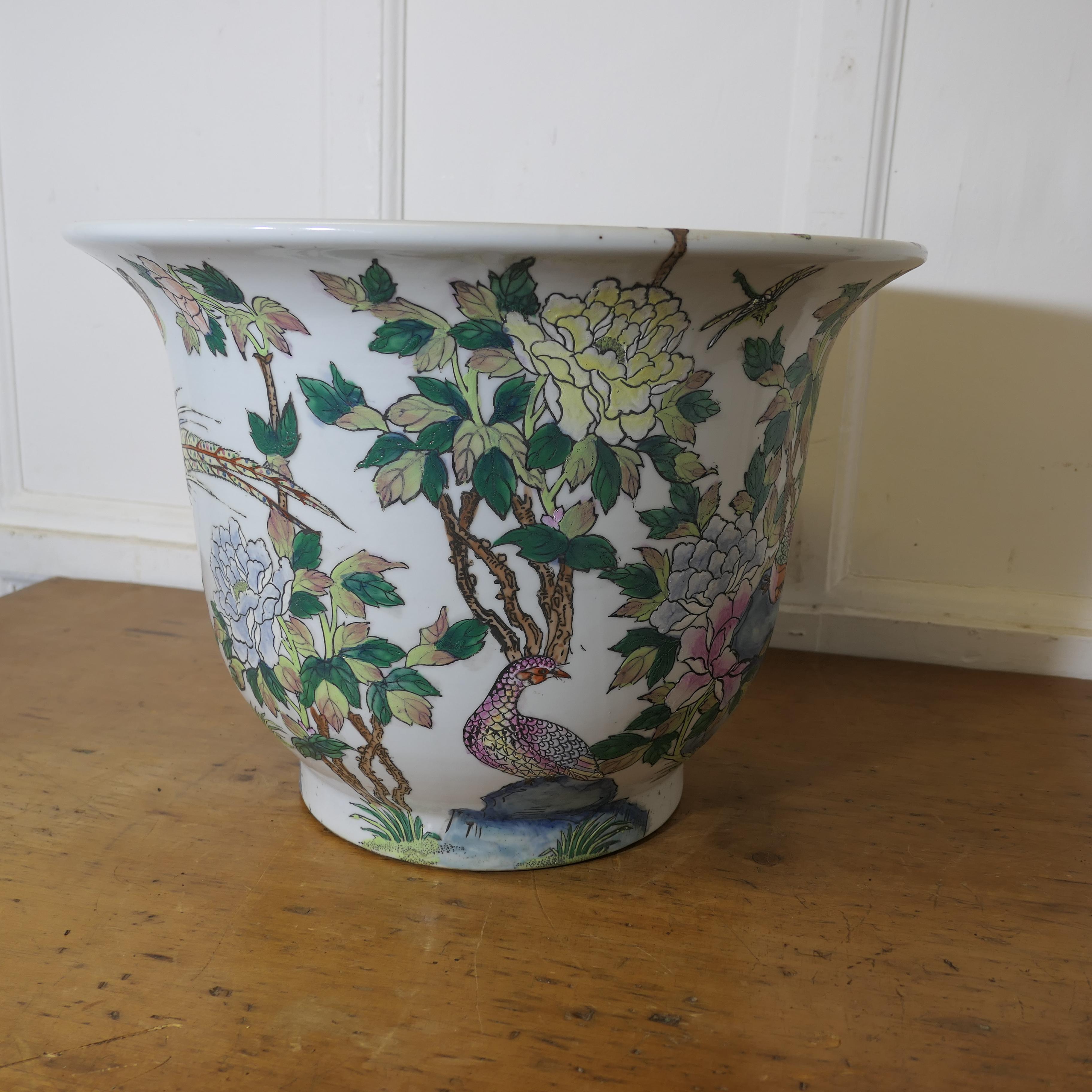 Early 20th Century Heavy Chinese Famille Verte Fish Bowl or Jardiniere  A superb piece For Sale