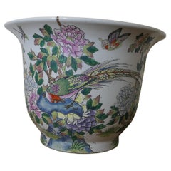 Heavy Chinese Famille Verte Fish Bowl or Jardiniere  A superb piece