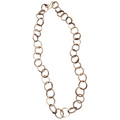 Heavy Chunky Gold Hued Brass Artisan Chain Link Necklace