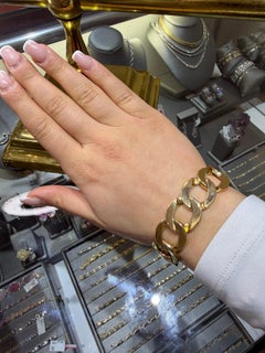 Heavy Chunky Link Bracelet 14K Yellow Gold 74.6g Wide Curb Statement Bracelet