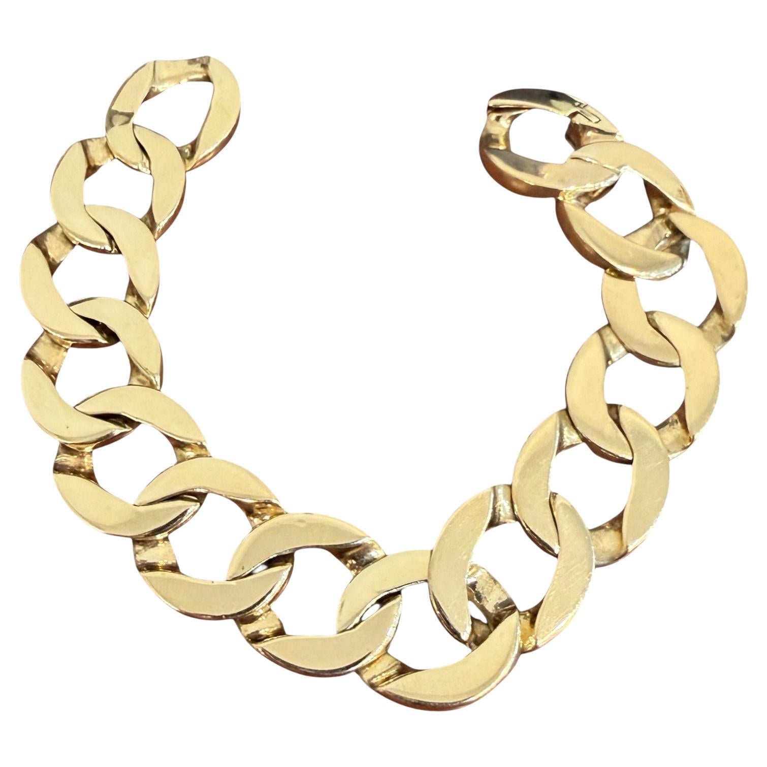 Heavy Chunky Link Armband 14K Gelbgold 74,6g Breite Kandare Statement-Armband