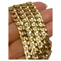 Heavy Classic Italian 14K Yellow Gold 22 Inch Long Cuban Chain Link Necklace