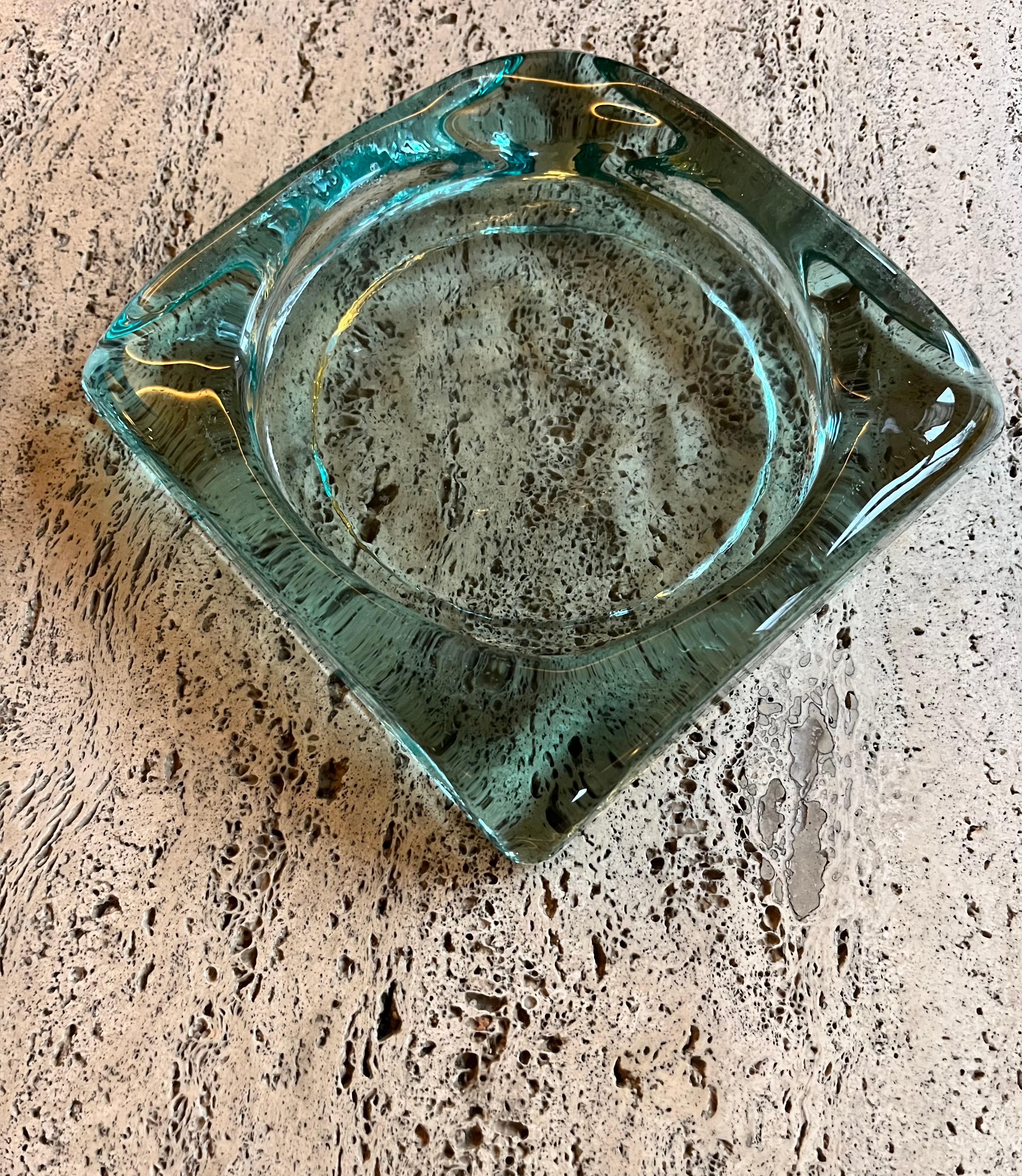 Mid-Century Modern Heavy clear French moulded glass vide poche c.1970’s For Sale