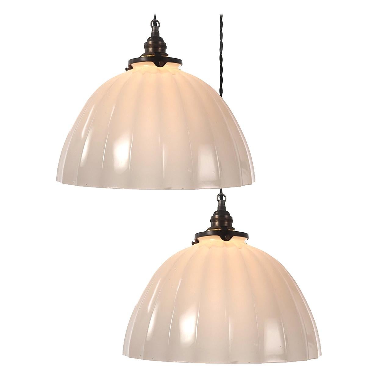Heavy Concave Fluted Domes, Pair